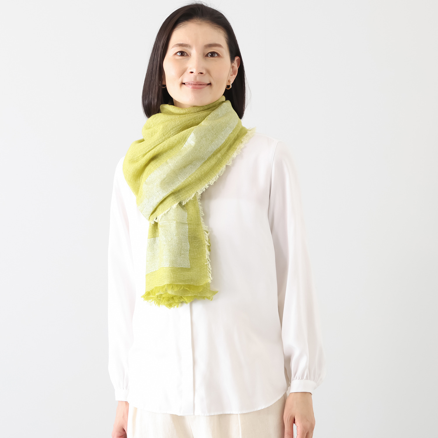 ティエドゥール 内モンゴル産 梳毛カシミヤ× コットンラミー 箔プリントストール