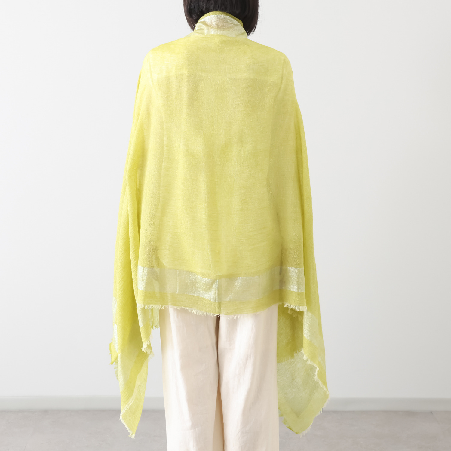 ティエドゥール 内モンゴル産 梳毛カシミヤ× コットンラミー 箔プリントストール