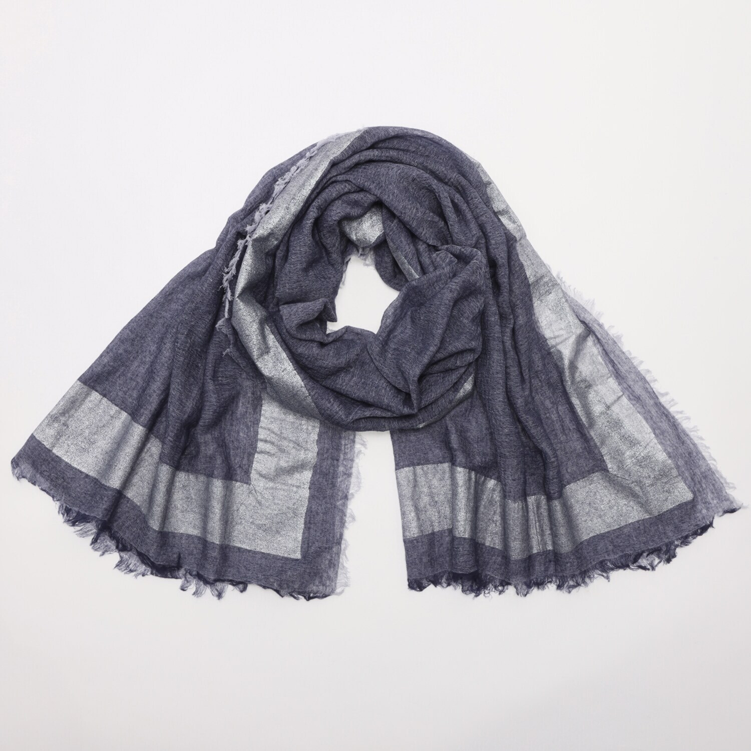 ティエドゥール 内モンゴル産 梳毛カシミヤ× コットンラミー 箔プリントストール