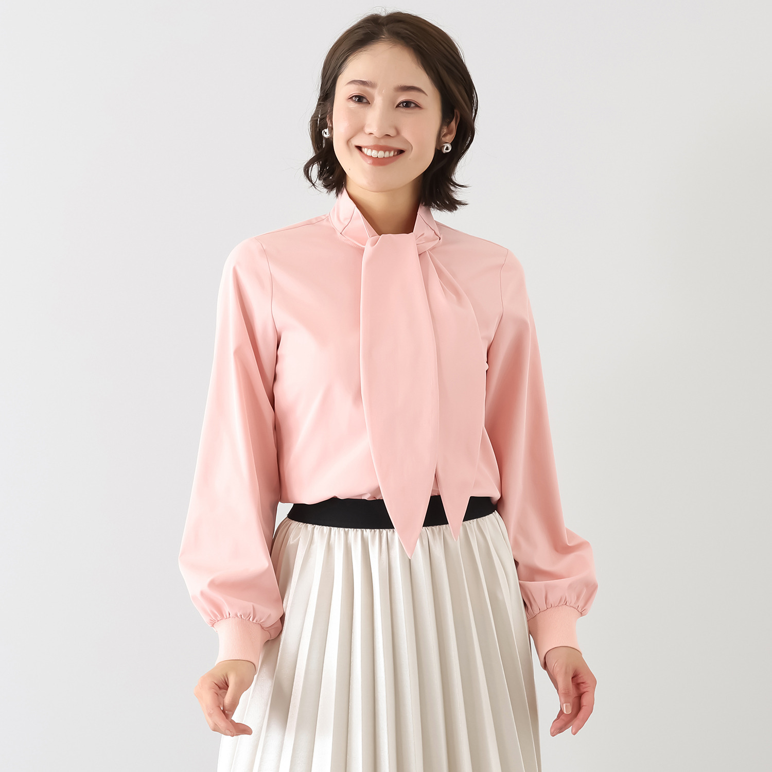 パルムミミ クリーミーツイル ボウタイシャツブラウス