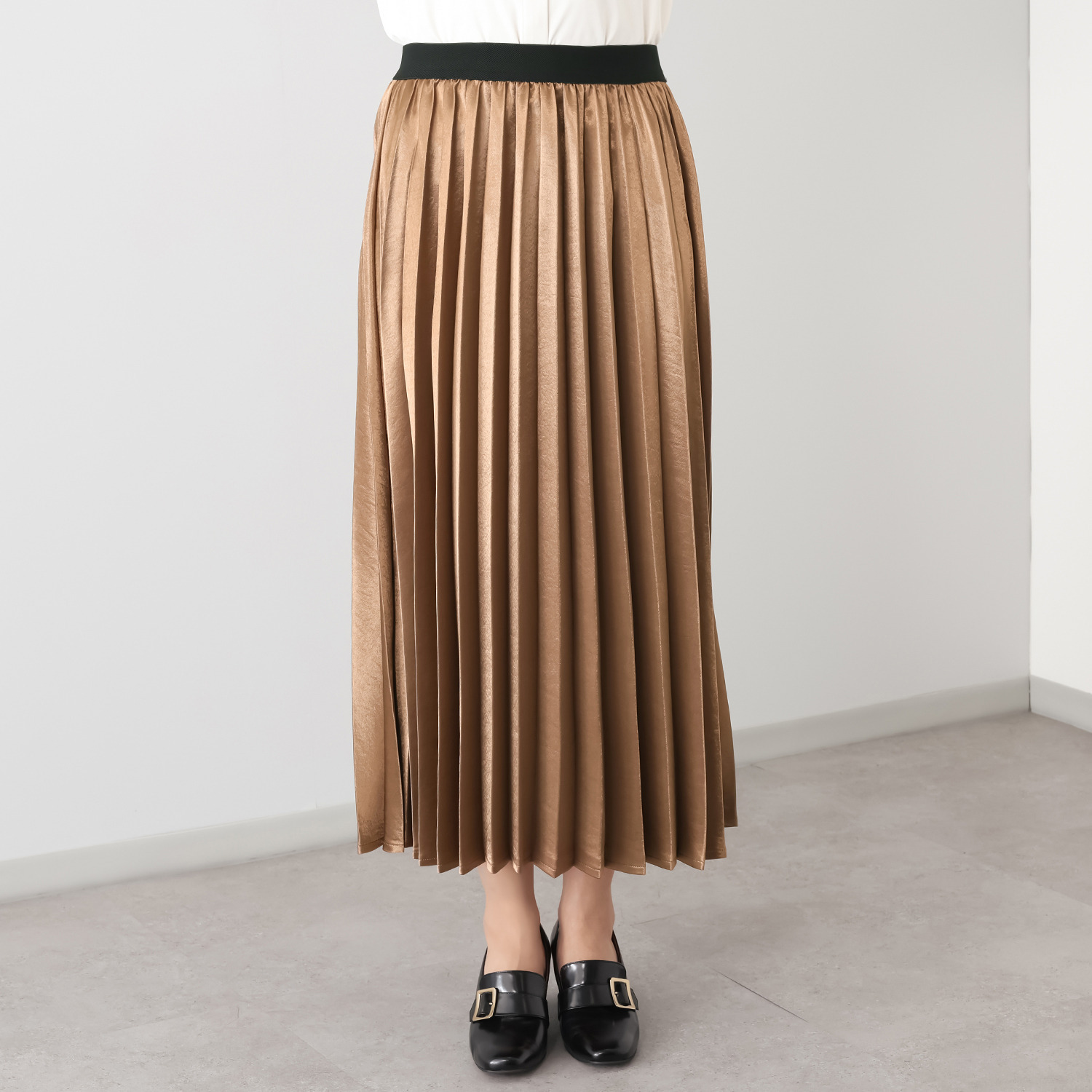 パルムミミ ヴィンテージ調サテン シャイニー素材 プリーツスカート