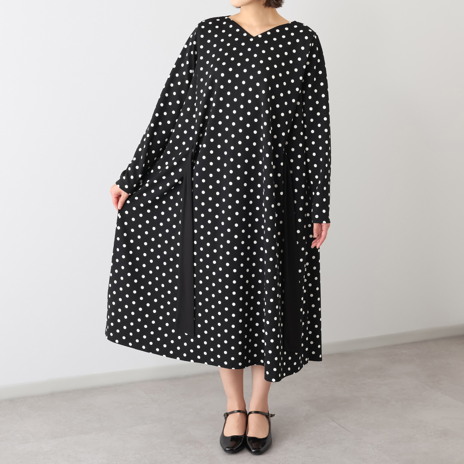 パルムミミ カットジョーゼット タックドレープ 前後２ウェイワンピース