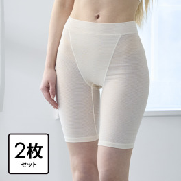 丸福ガーゼ 吸水速乾・抗菌防臭 オーガニックコットン混 三分丈ショーツ２枚セット