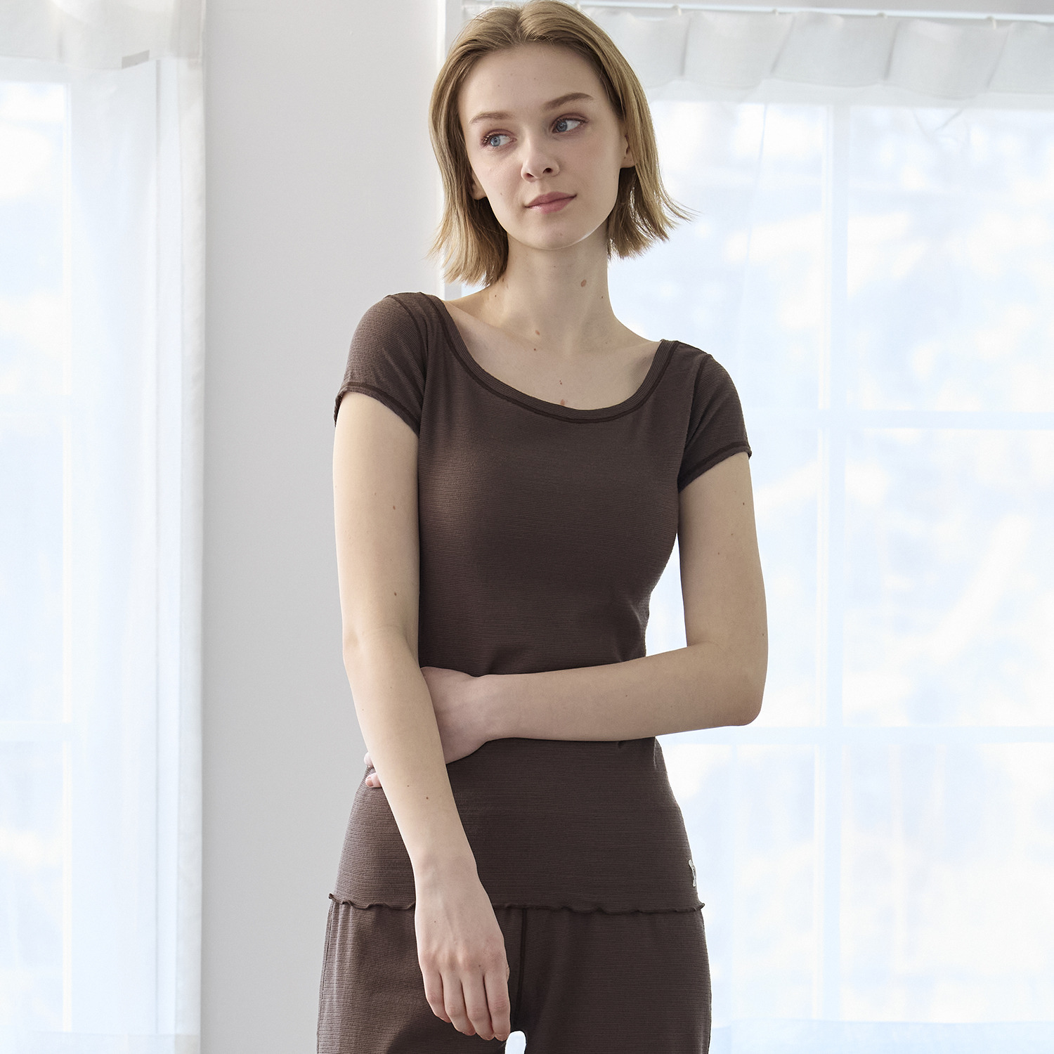 丸福ガーゼ 吸水速乾・抗菌防臭 オーガニックコットン混 フレンチスリーブインナー