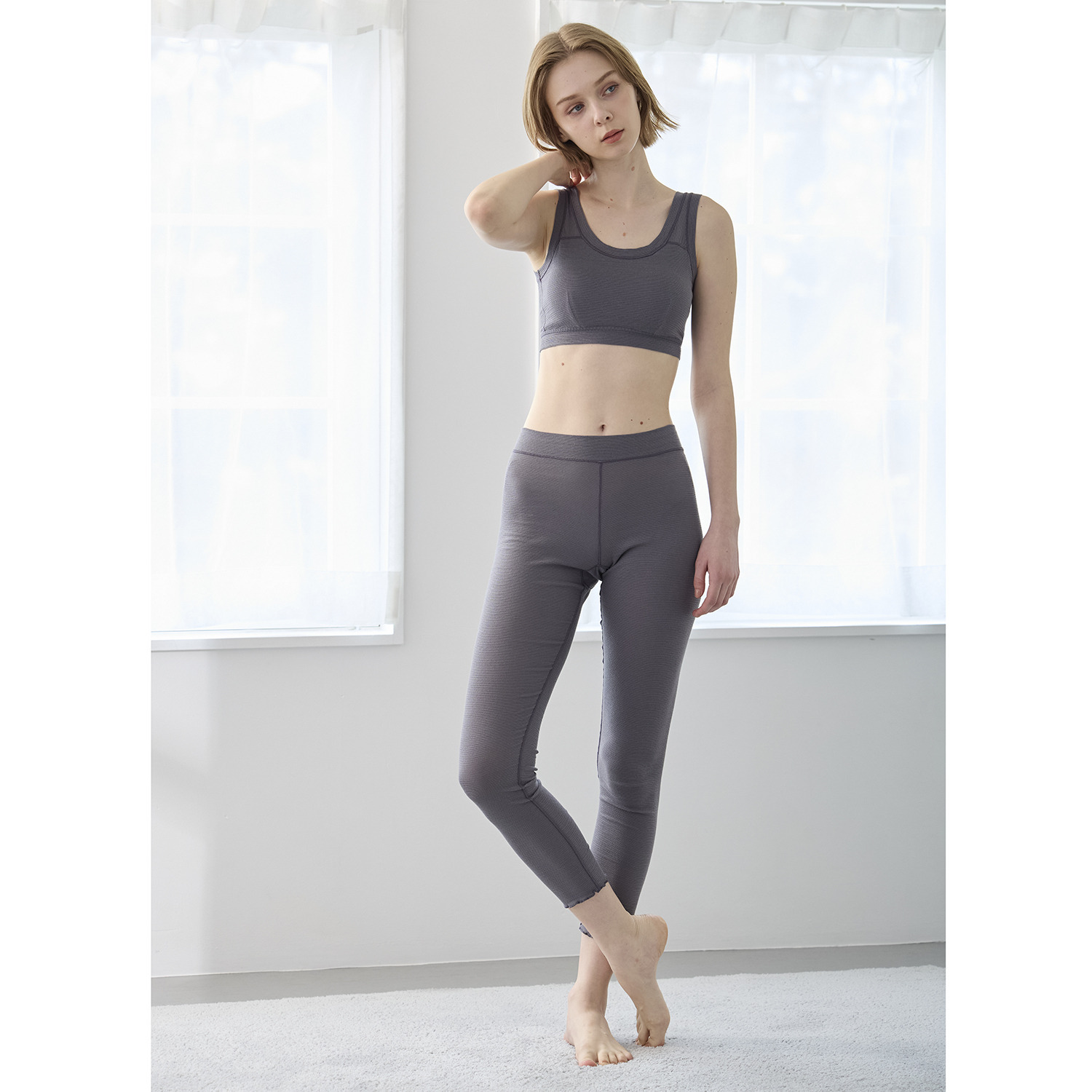 丸福ガーゼ 吸水速乾・抗菌防臭 オーガニックコットン混 マチ付レギンス