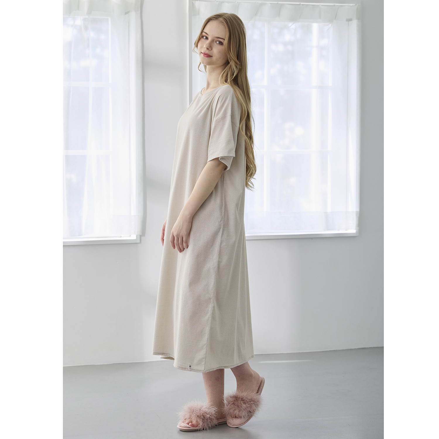 丸福ガーゼ 吸水速乾・抗菌防臭 オーガニックコットン混 半袖ワンピース