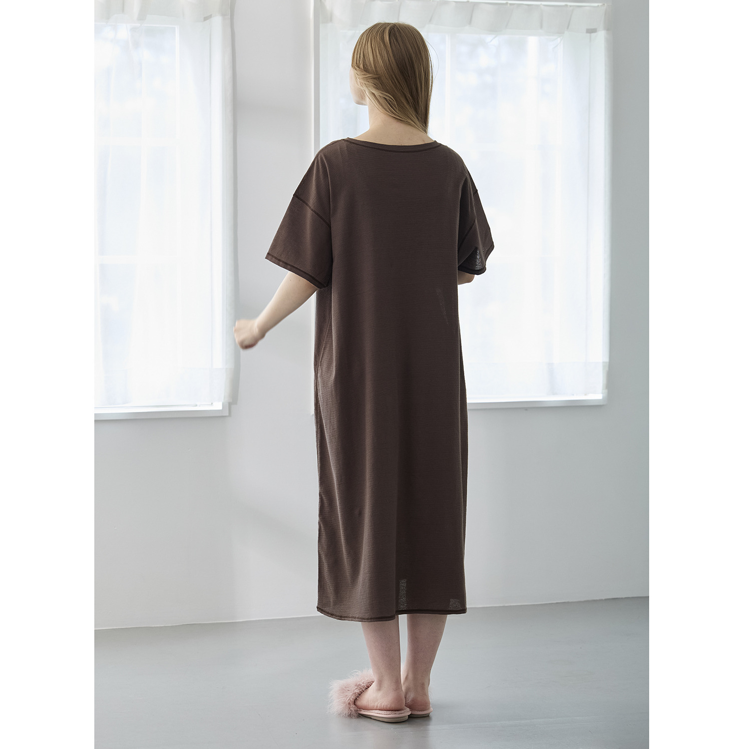 丸福ガーゼ 吸水速乾・抗菌防臭 オーガニックコットン混 半袖ワンピース