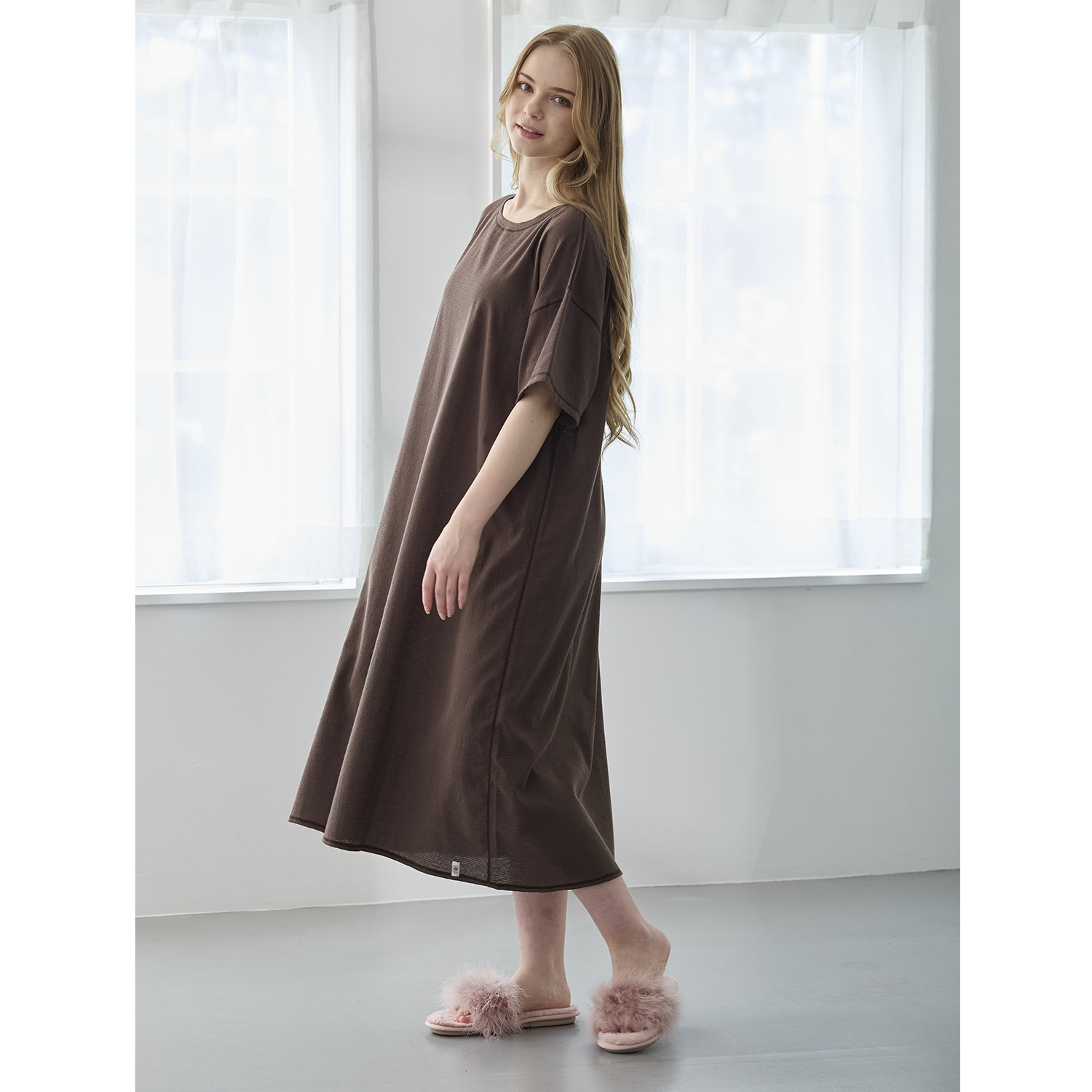 丸福ガーゼ 吸水速乾・抗菌防臭 オーガニックコットン混 半袖ワンピース