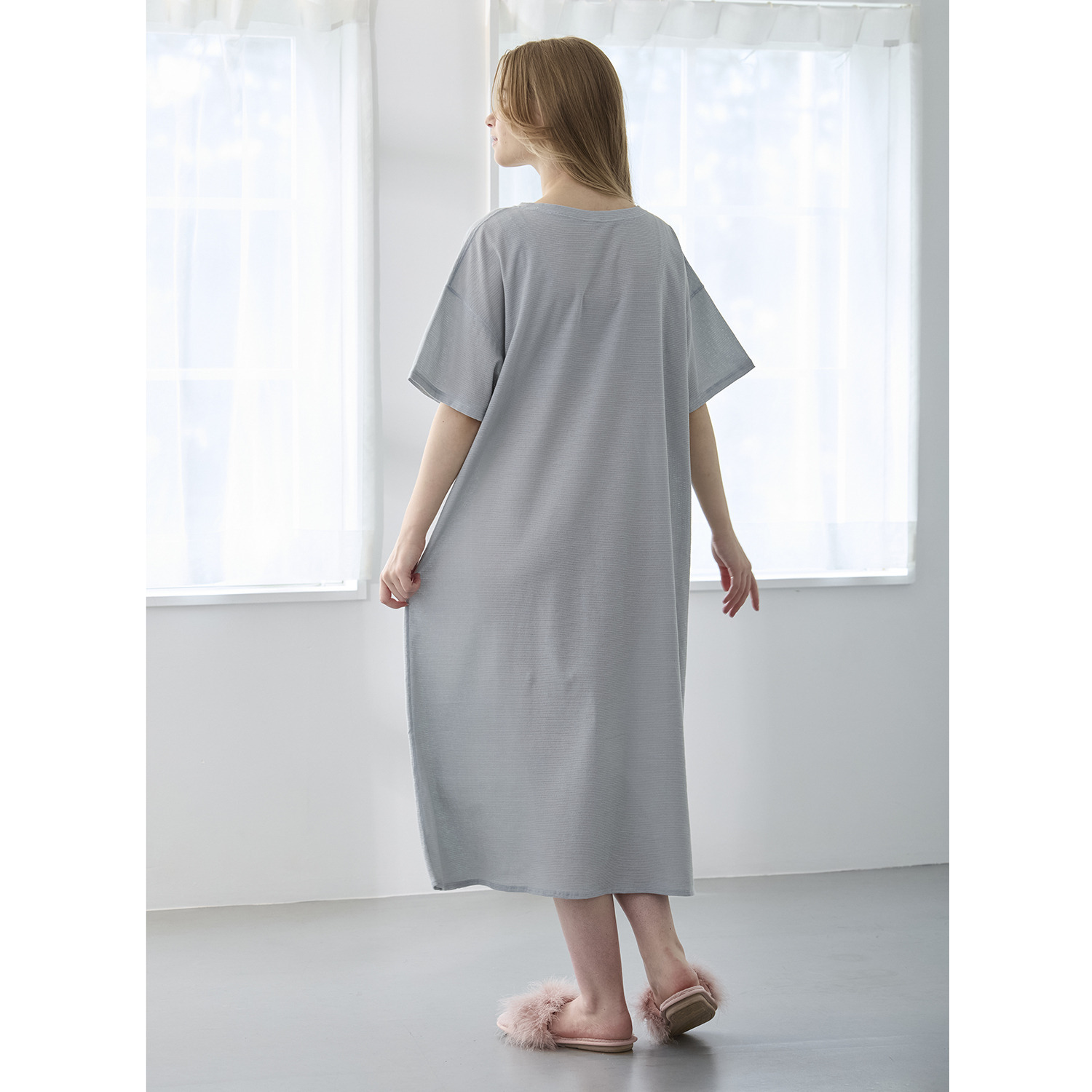 丸福ガーゼ 吸水速乾・抗菌防臭 オーガニックコットン混 半袖ワンピース