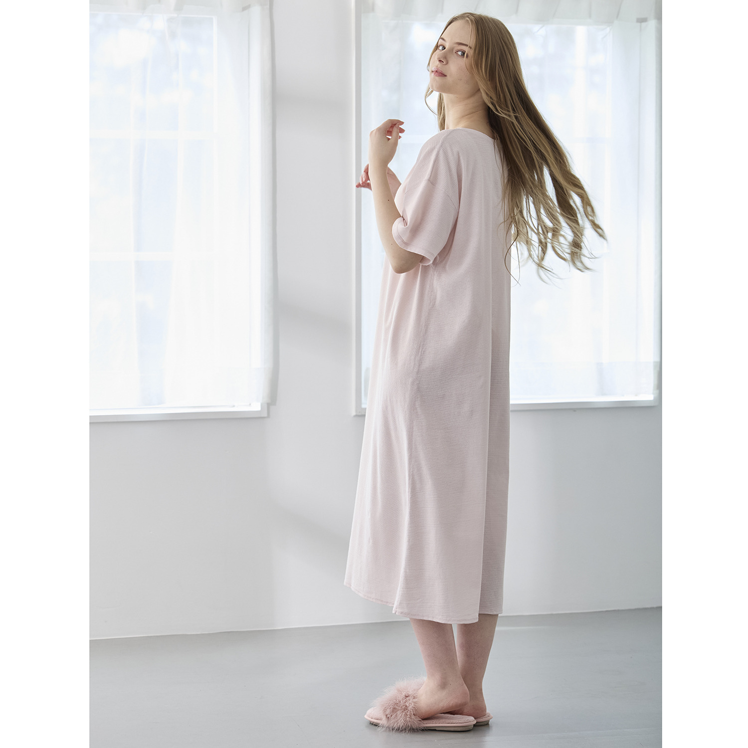 丸福ガーゼ 吸水速乾・抗菌防臭 オーガニックコットン混 半袖ワンピース