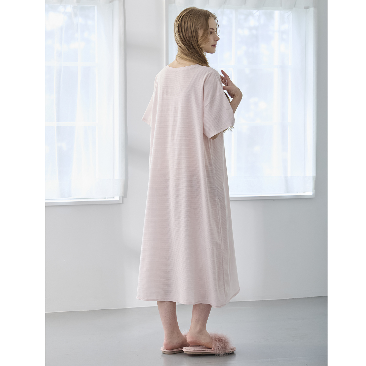 丸福ガーゼ 吸水速乾・抗菌防臭 オーガニックコットン混 半袖ワンピース