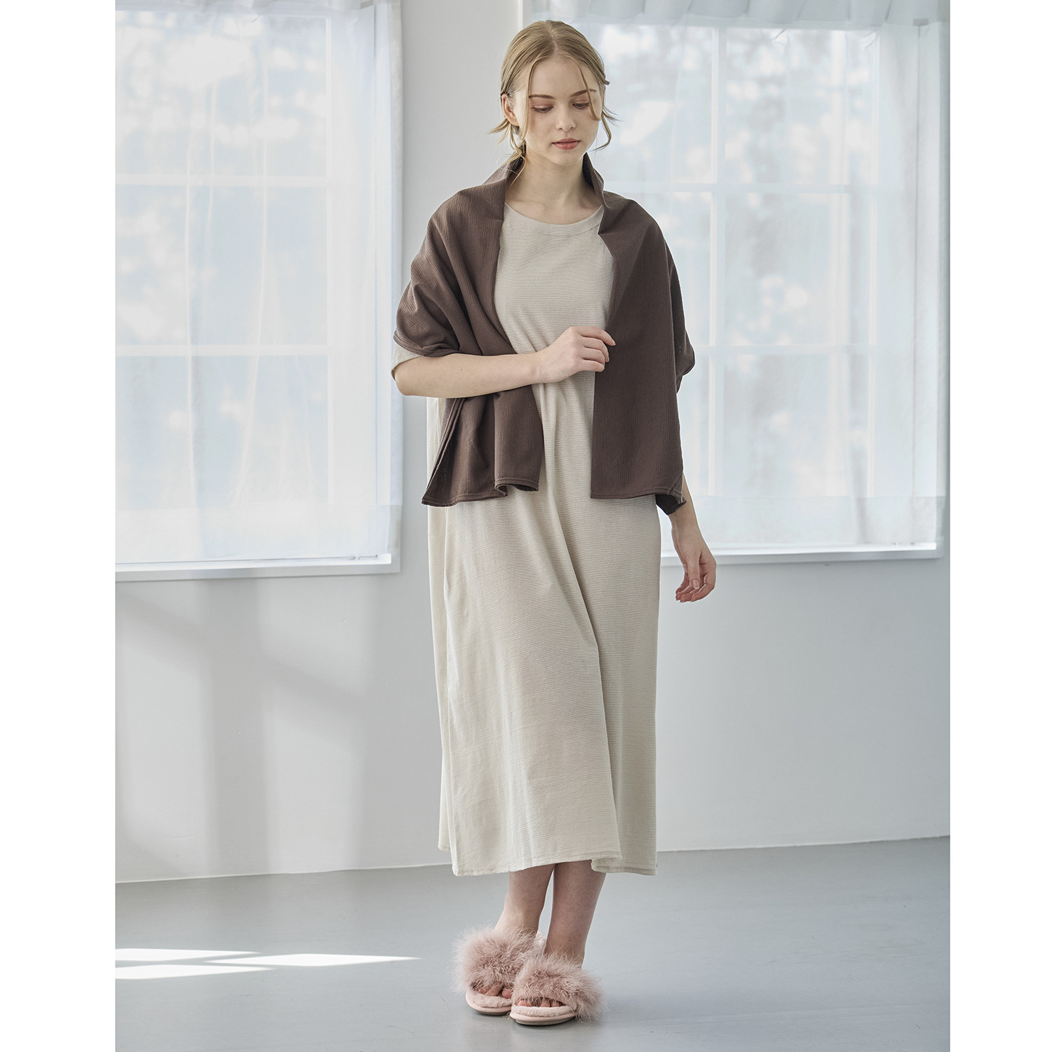 丸福ガーゼ 吸水速乾・抗菌防臭 オーガニックコットン混 ストールボレロ