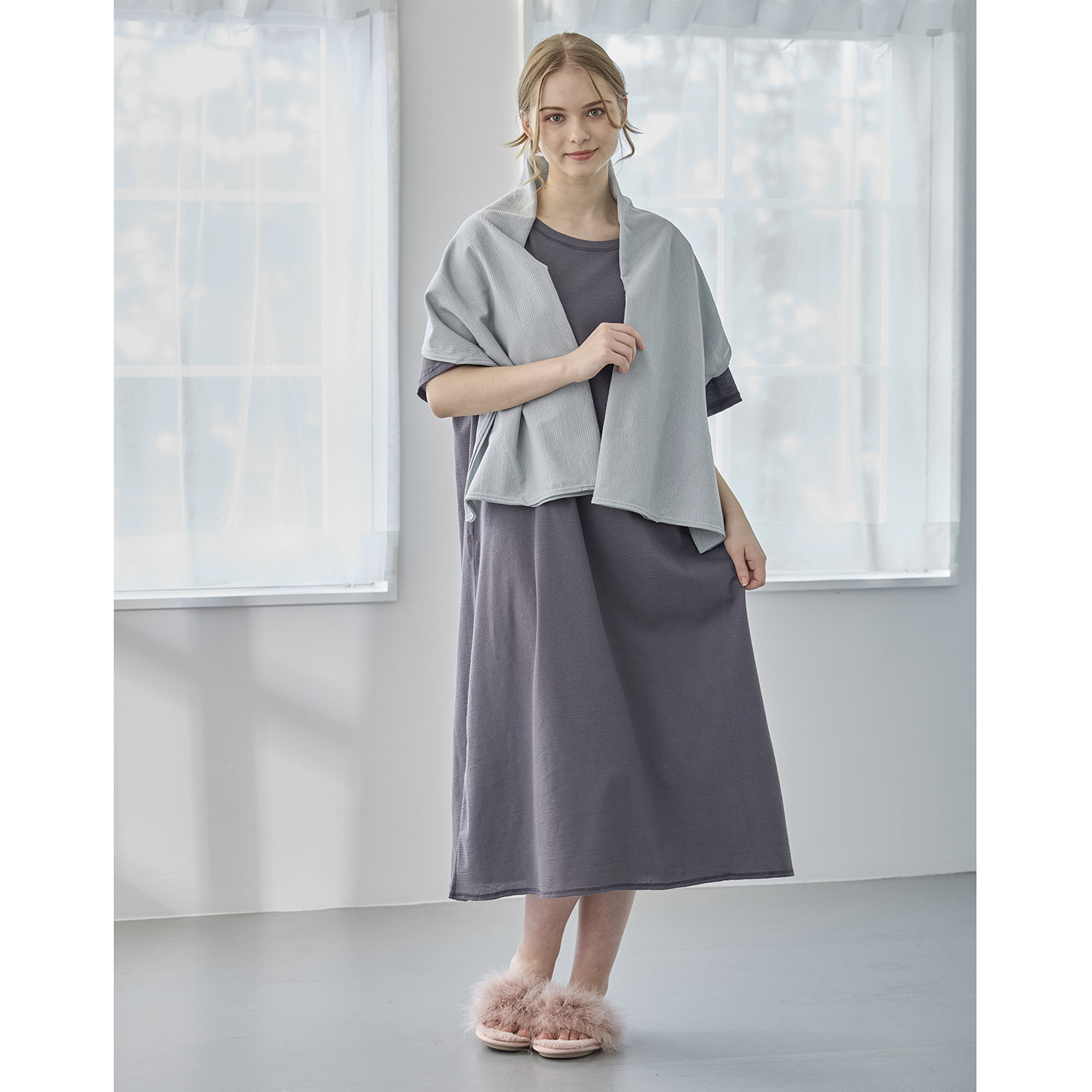 丸福ガーゼ 吸水速乾・抗菌防臭 オーガニックコットン混 ストールボレロ