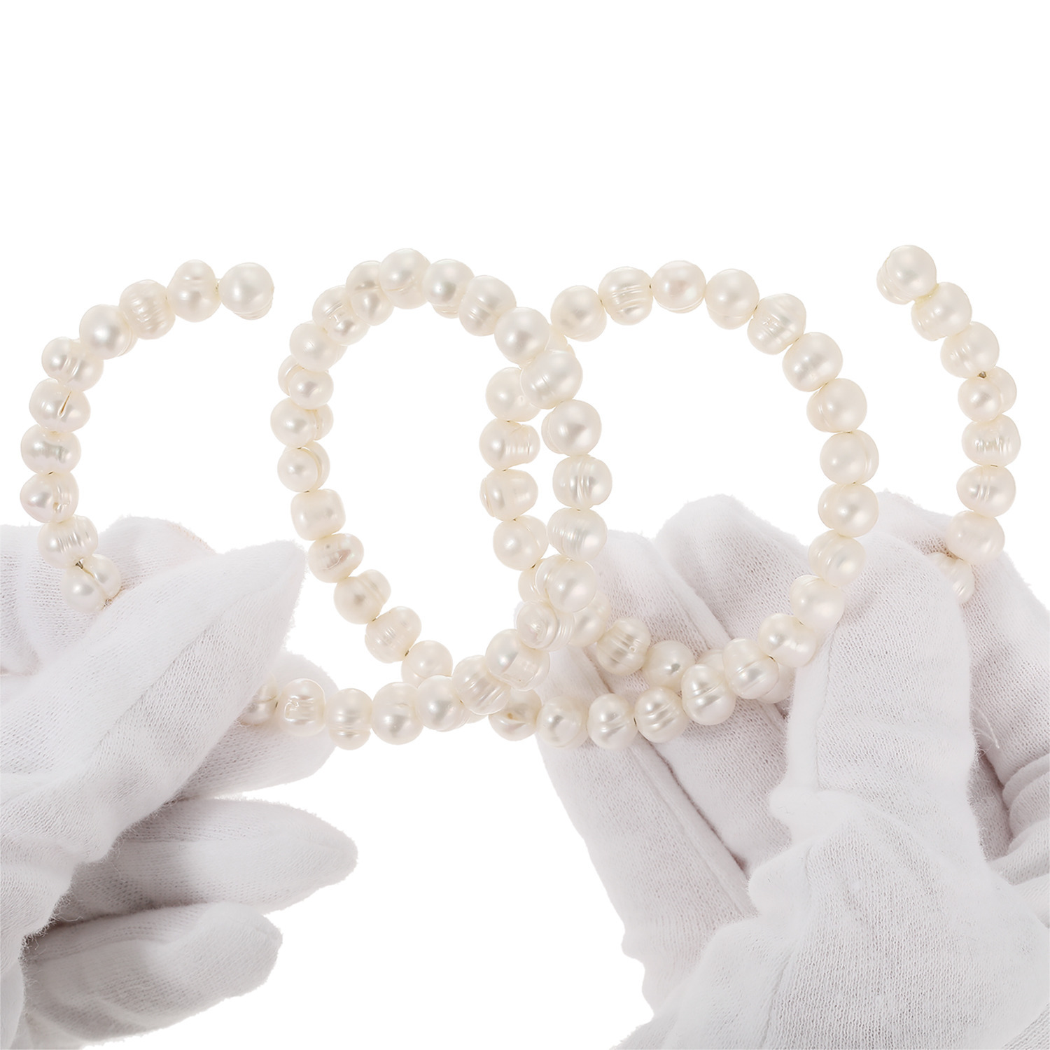 淡水パール ３連 フレキシブル ボリュームバングル