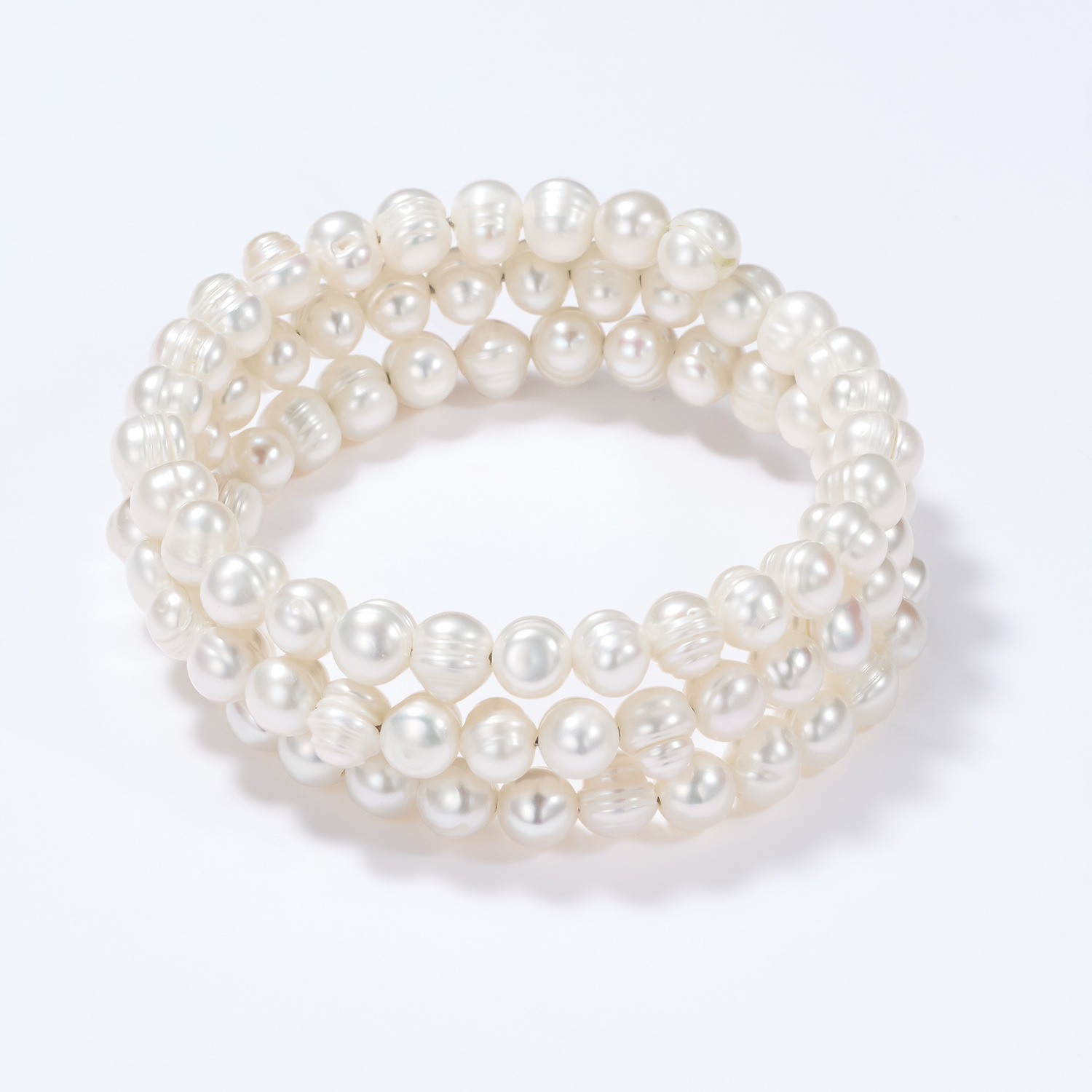 淡水パール ３連 フレキシブル ボリュームバングル