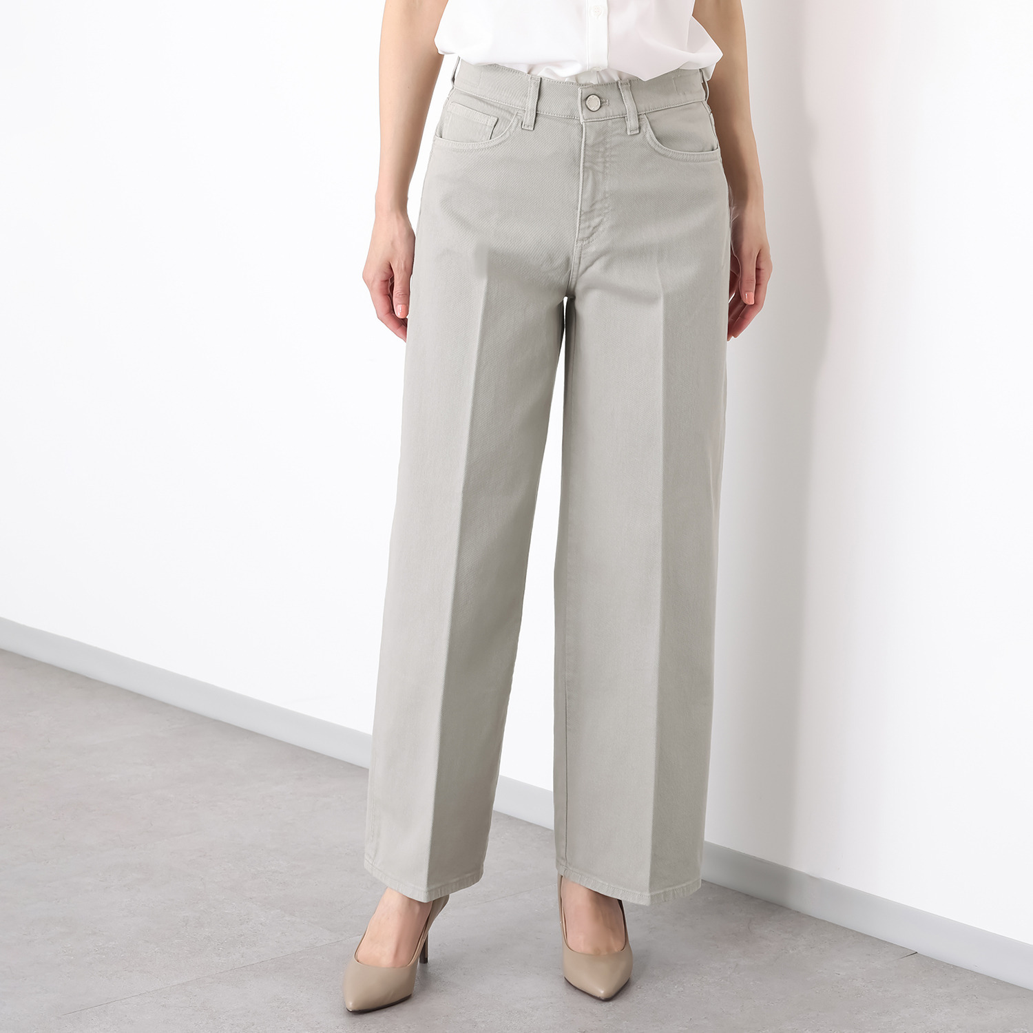 ピーティー　トリノ 製品染 センタープレス セミワイドパンツ