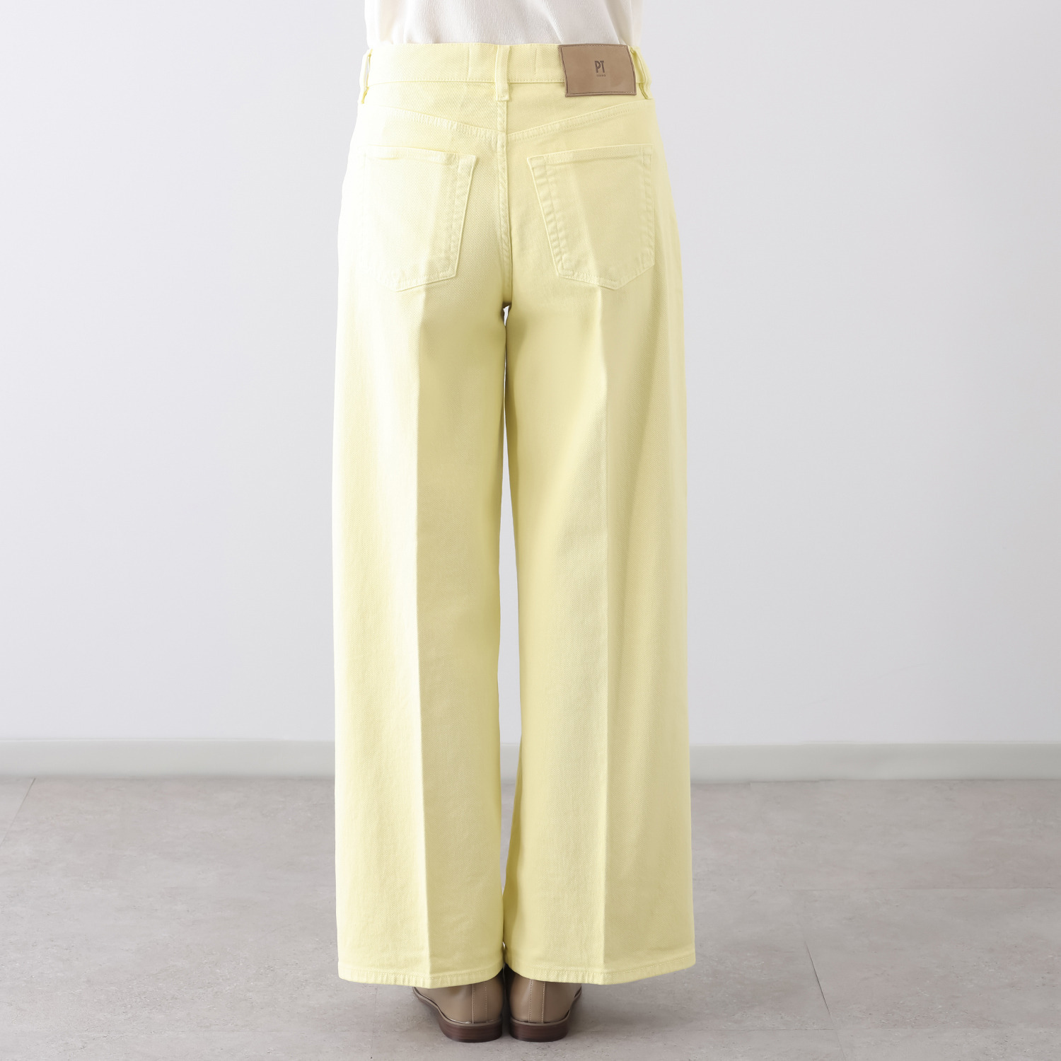 ピーティー　トリノ 製品染 センタープレス セミワイドパンツ