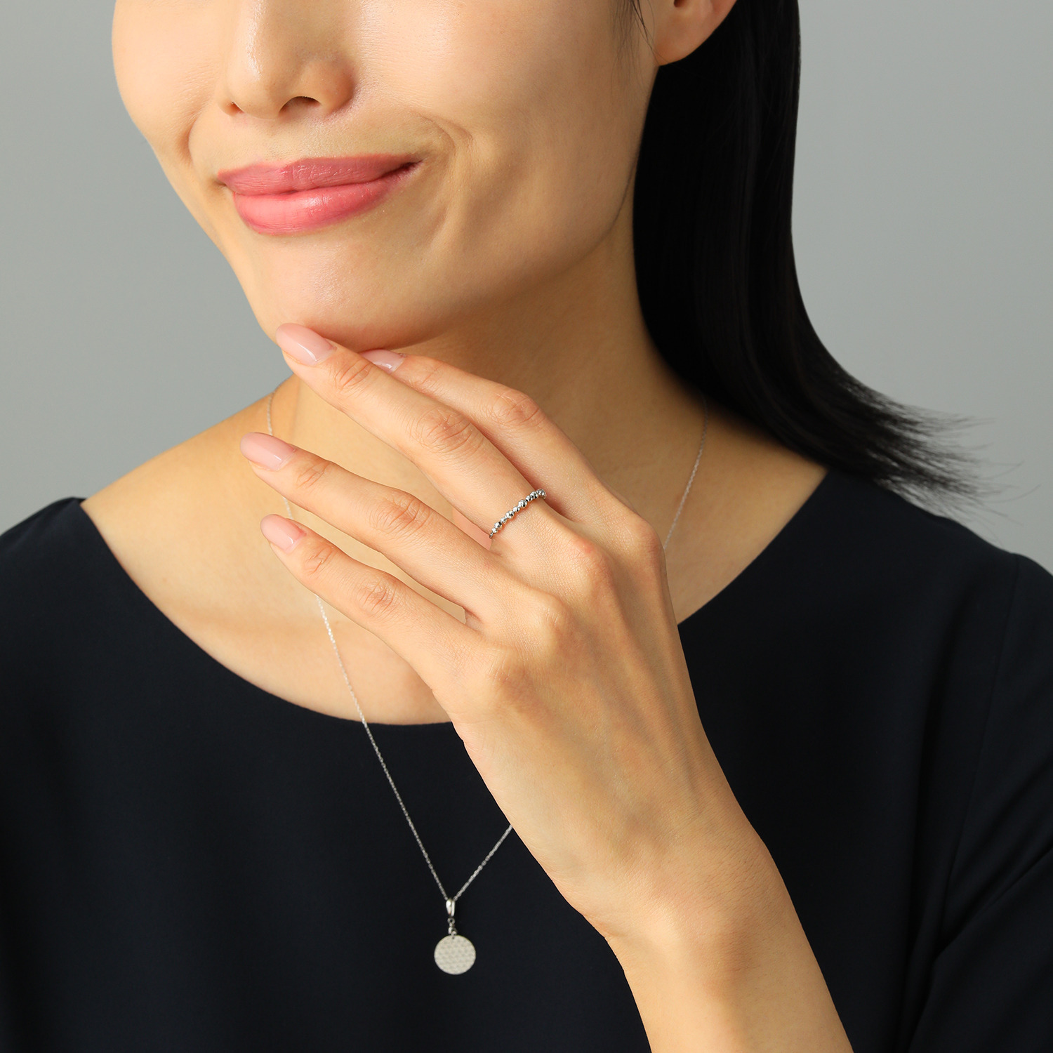 プレシアプラチナ プラチナ８５０ ダイヤモンドカットパーツ スライドチェーンリング