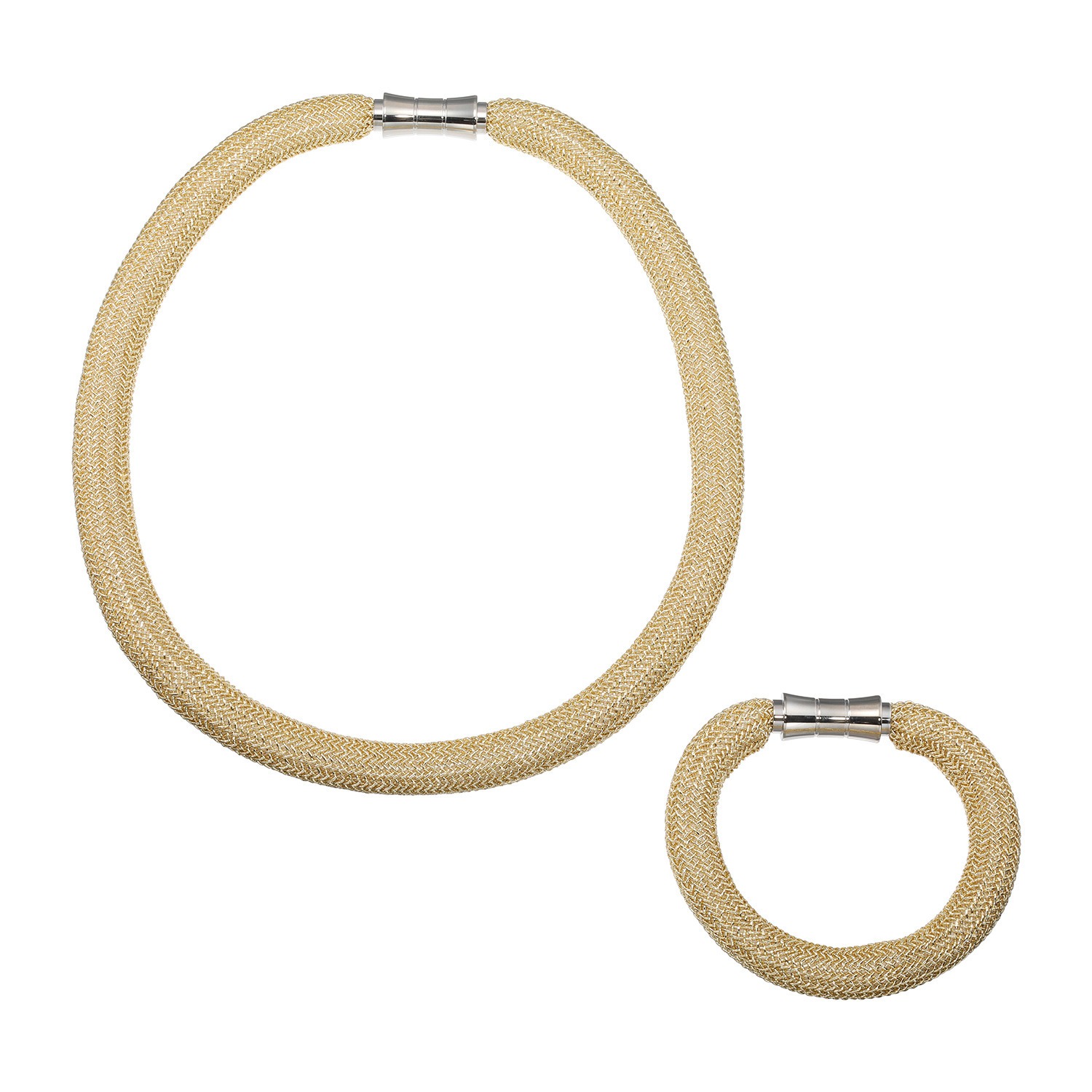 メタリックコード ネックレス＆ ブレスレットセット