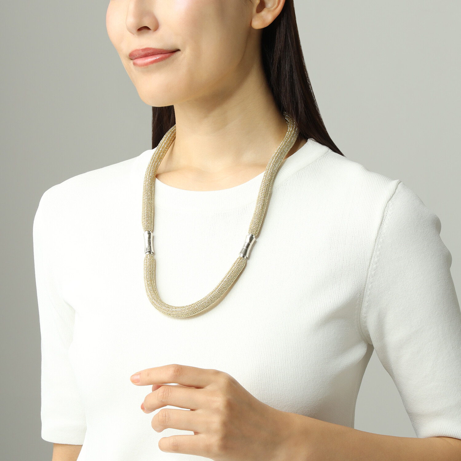 メタリックコード ネックレス＆ ブレスレットセット