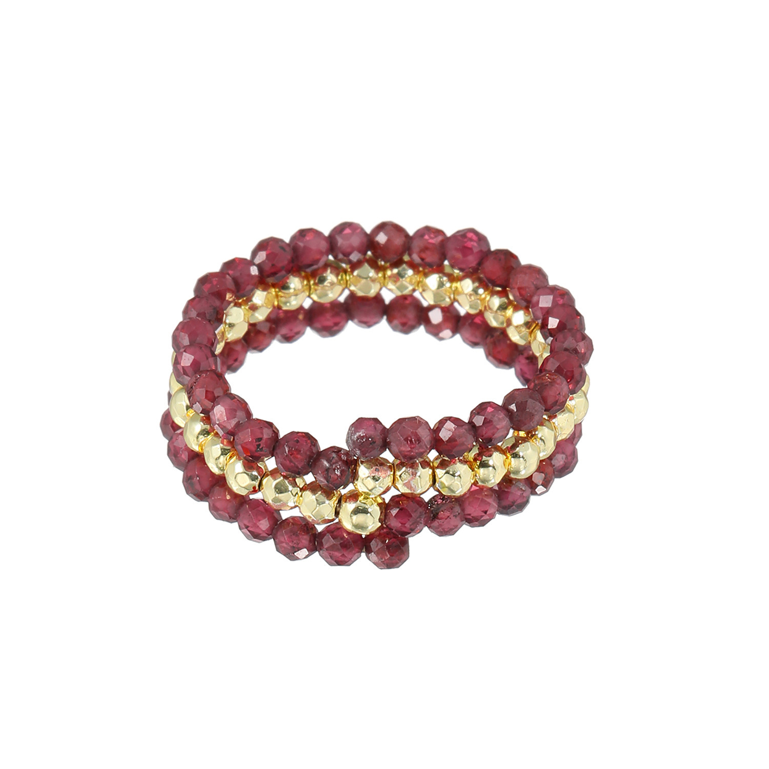 イーシア ジェムストーン バイカラー マルチストランドリング