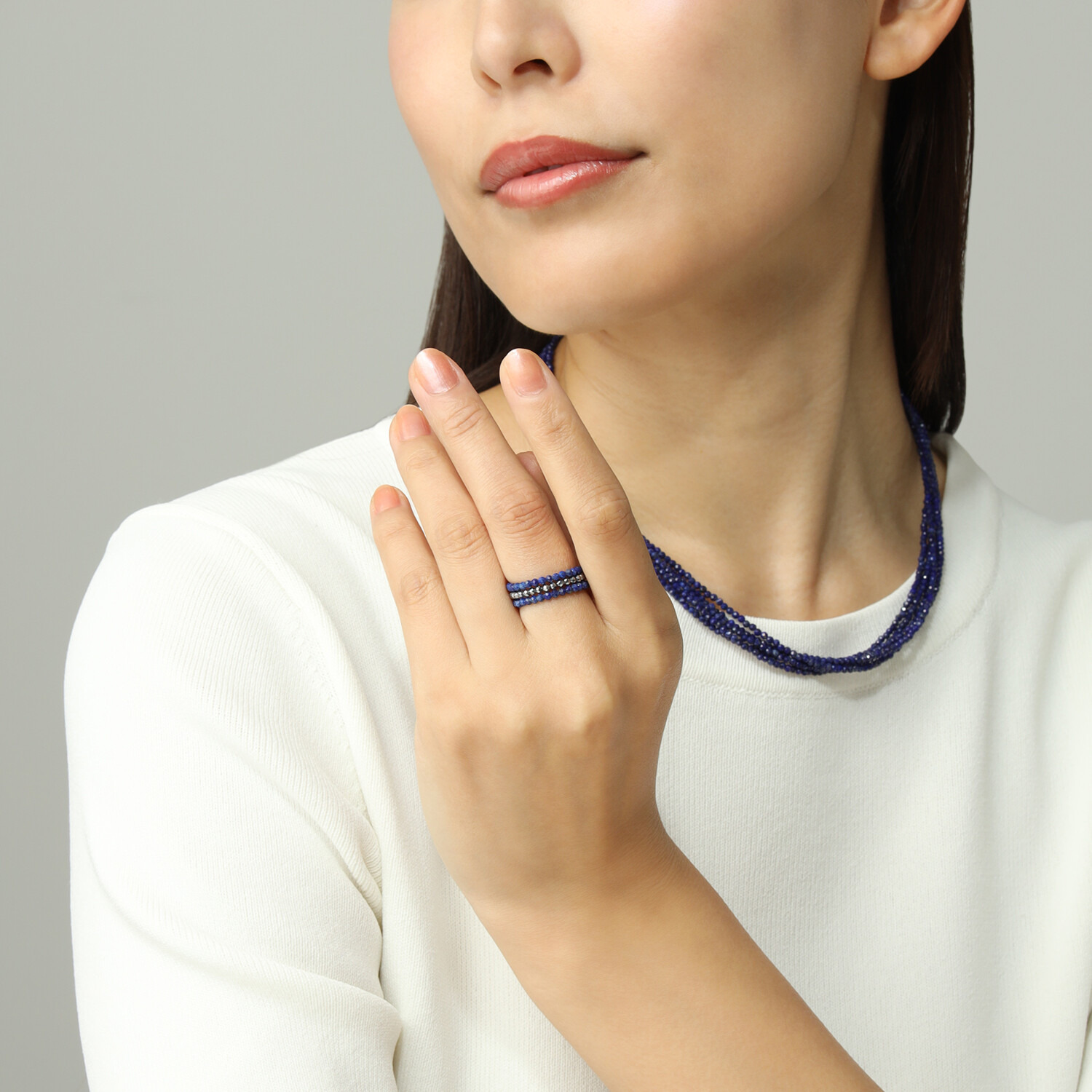 イーシア ジェムストーン バイカラー マルチストランドリング