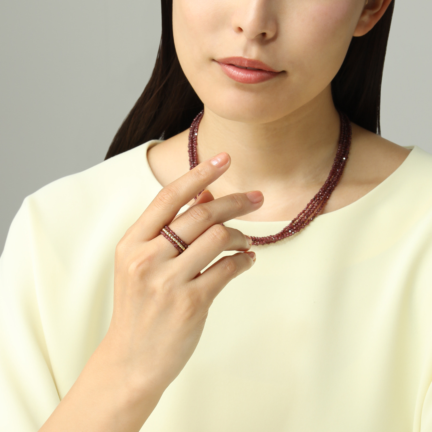 イーシア ジェムストーン バイカラー マルチストランドリング