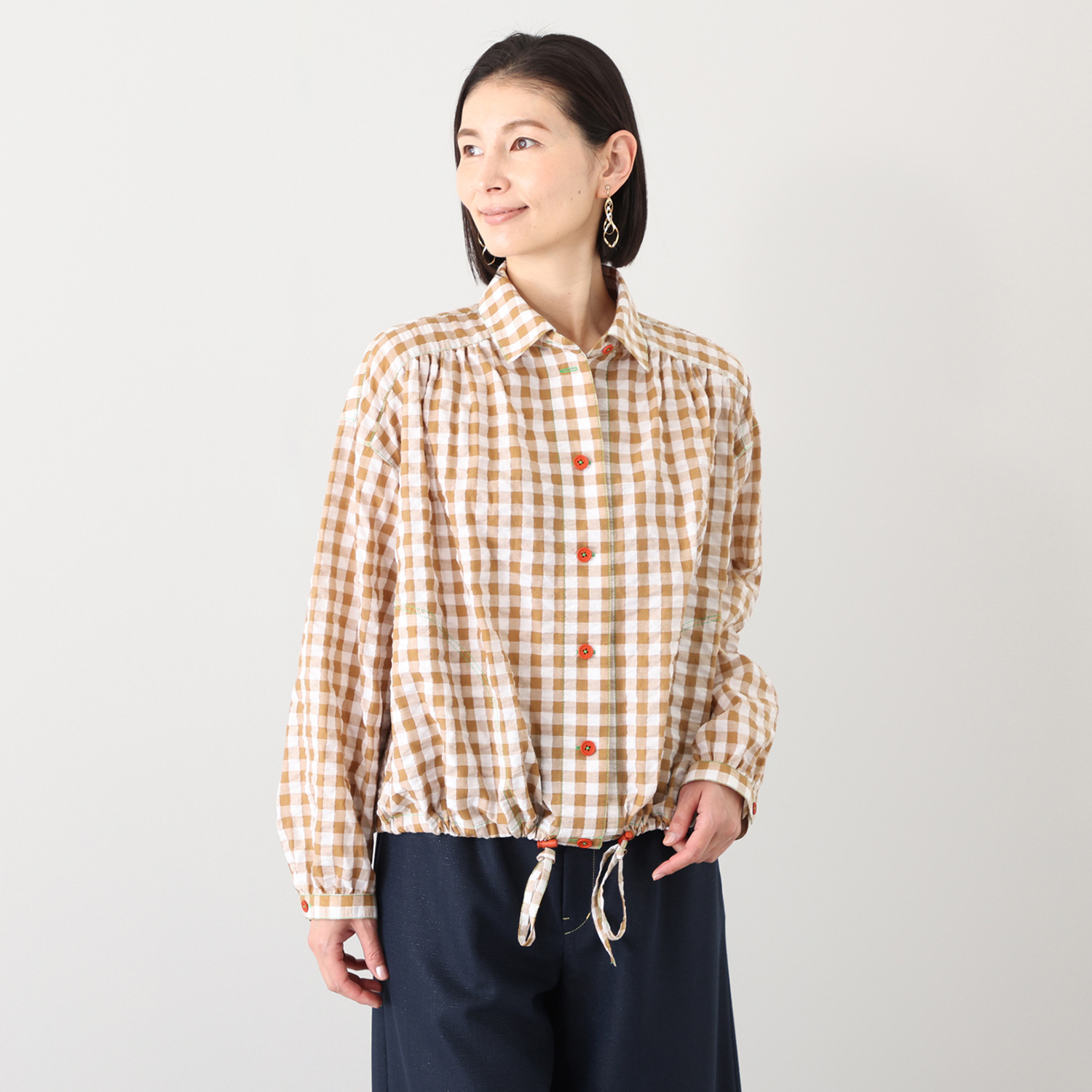 ハヤマ　ブリーズ ギンガムチェック ブラウス