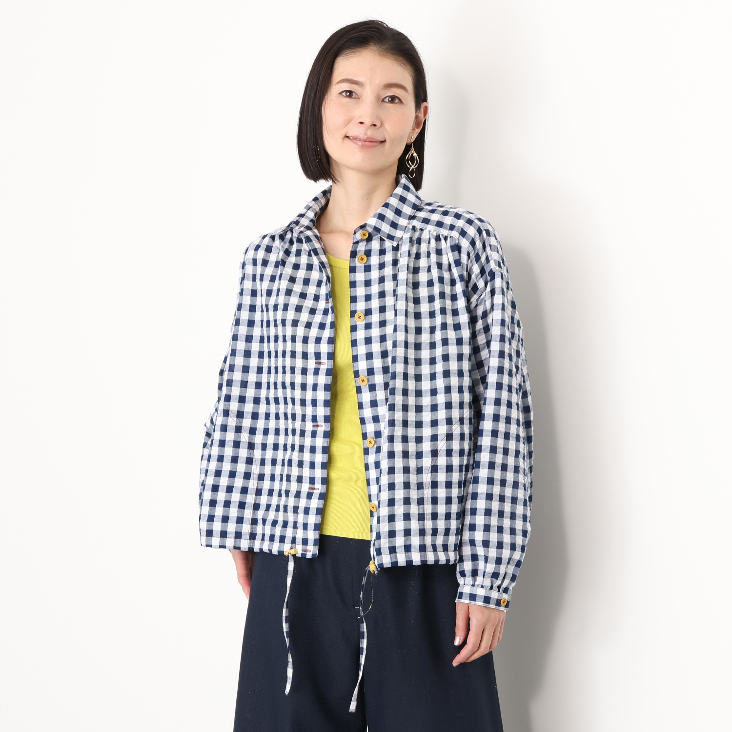ハヤマ　ブリーズ ギンガムチェック ブラウス