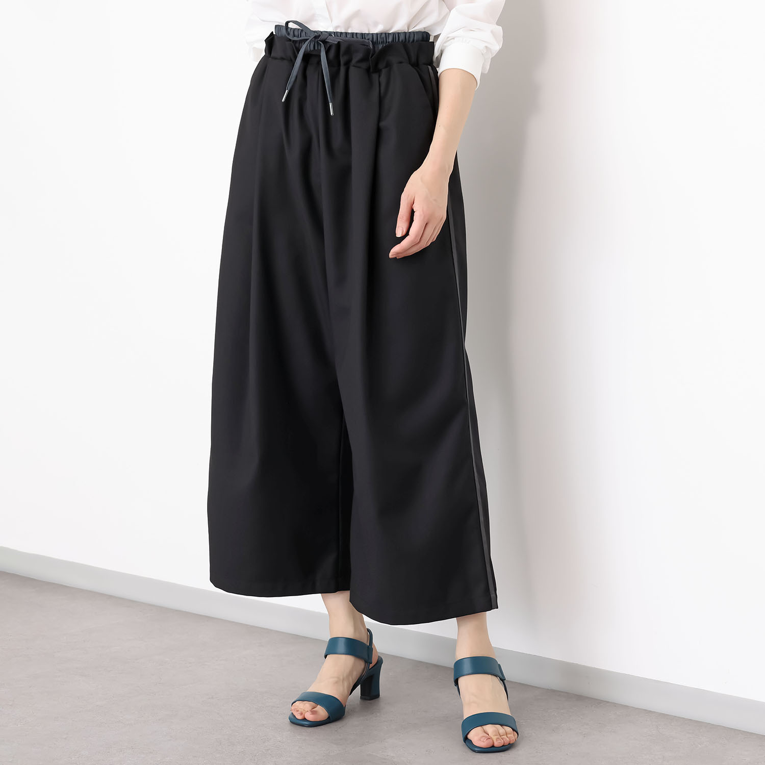 ヨウゾウカタブキ ダブルウエスト 配色アクセント イージーワイドパンツ