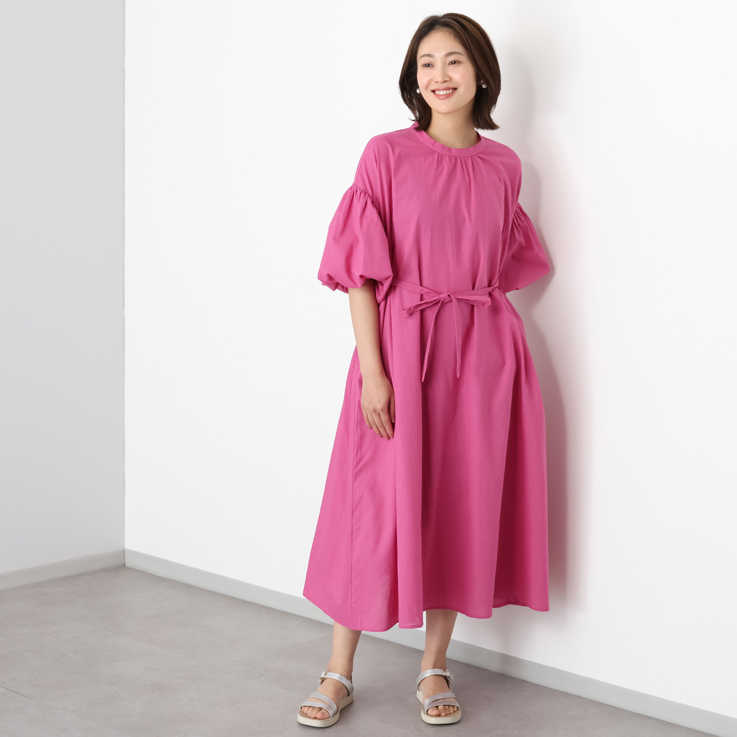 プーカ コットンリネン バルーンスリーブ ワンピース