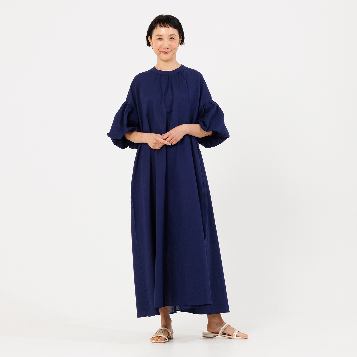 プーカ コットンリネン バルーンスリーブ ワンピース