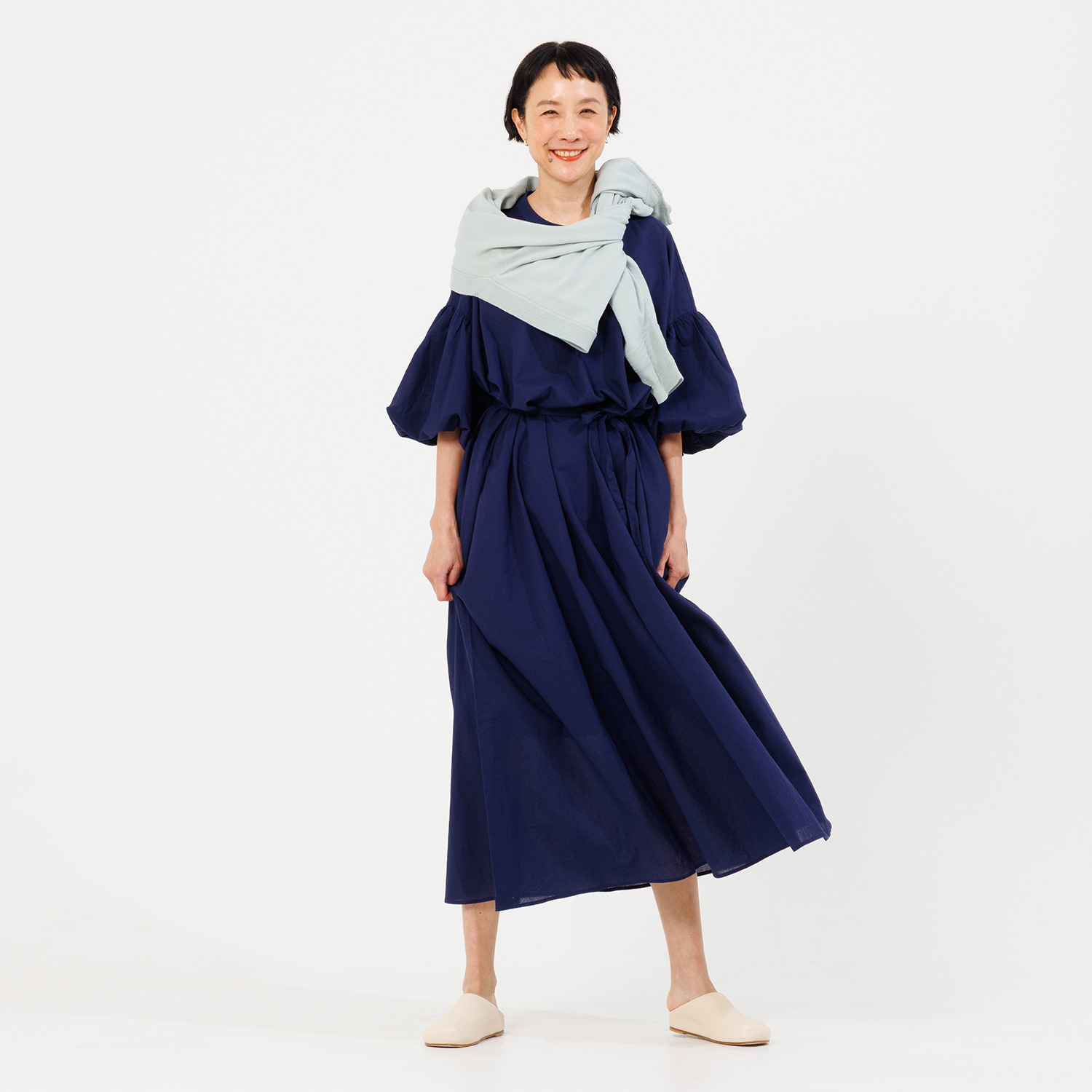 プーカ コットンリネン バルーンスリーブ ワンピース