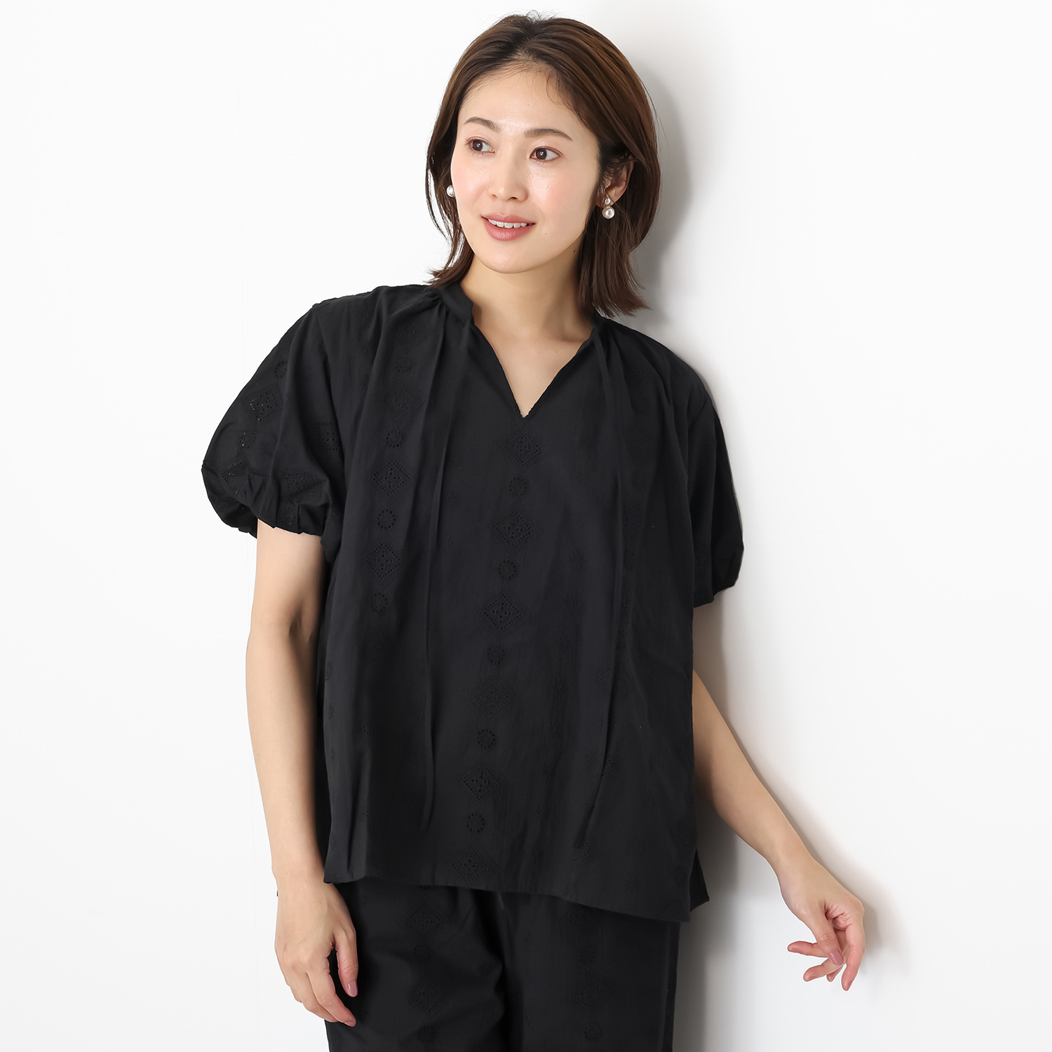 プーカ 綿１００％総レース ブラウス