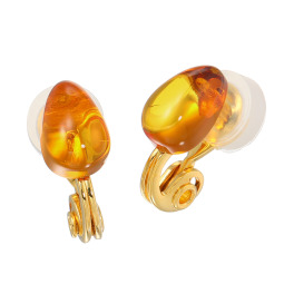 久慈琥珀 アンバー ドロップカボション イヤリング／ピアス