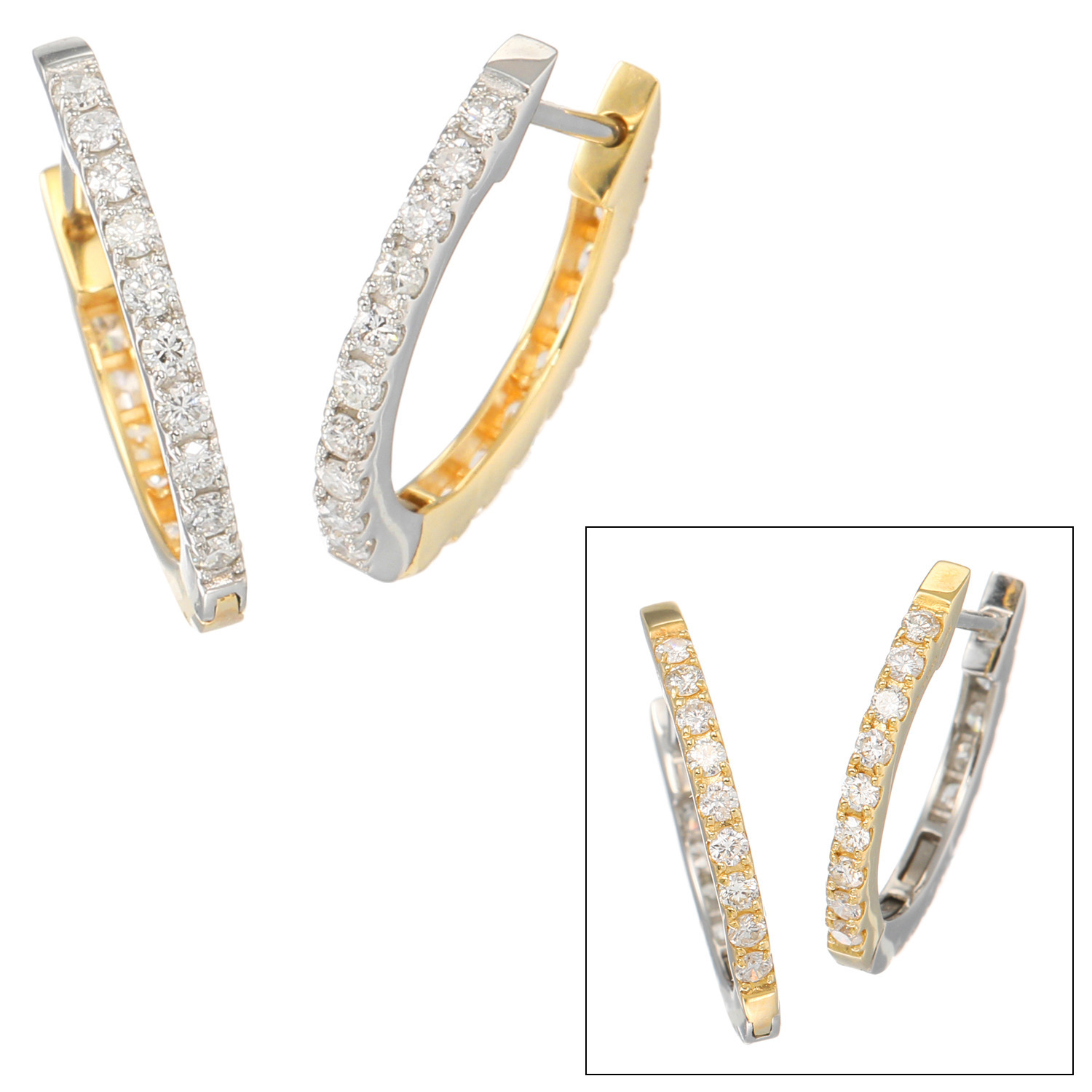 ディーラリエ プラチナ９５０＆１８Ｋ トータル ０．５カラットＵＰ ダイヤモンド リバーシブルフープピアス