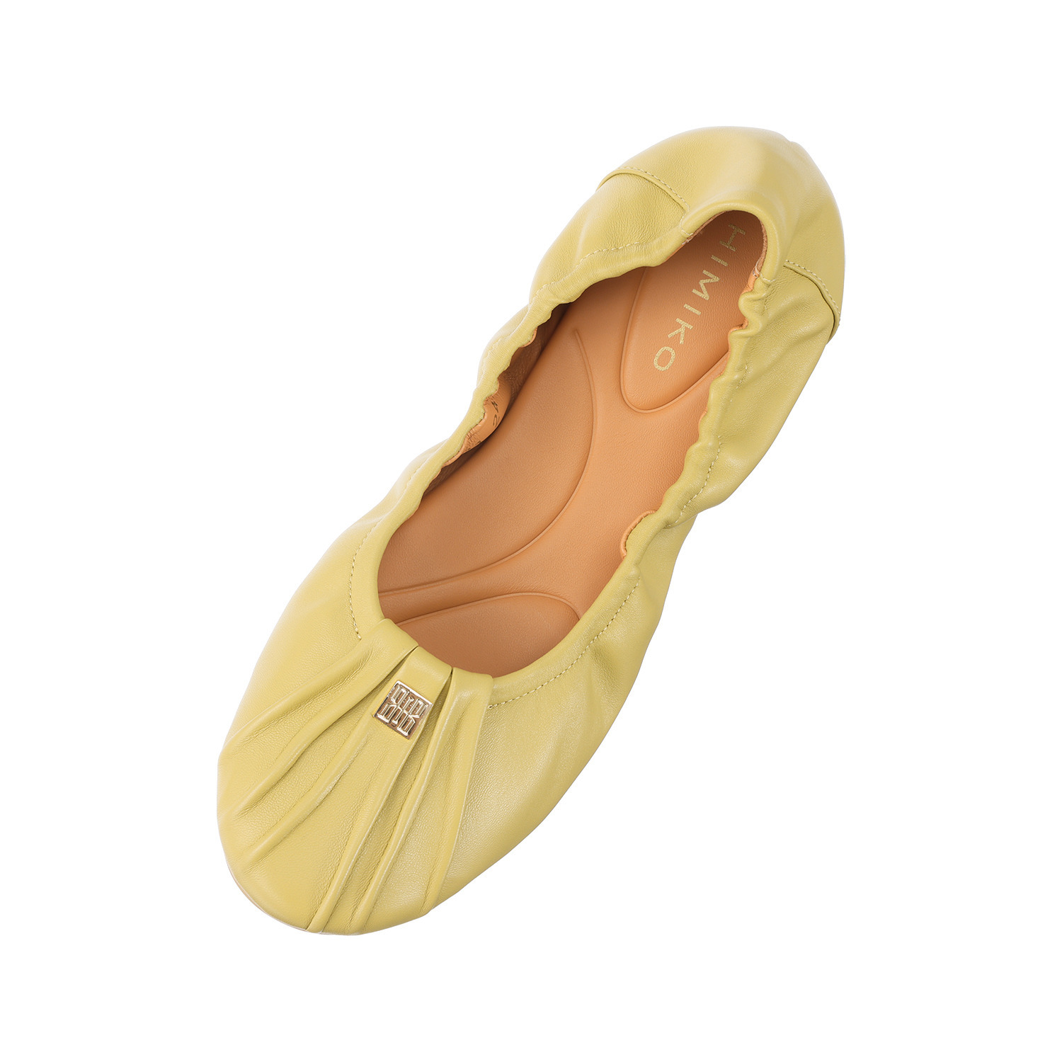 卑弥呼 シープレザー メタルロゴ ギャザーパンプス