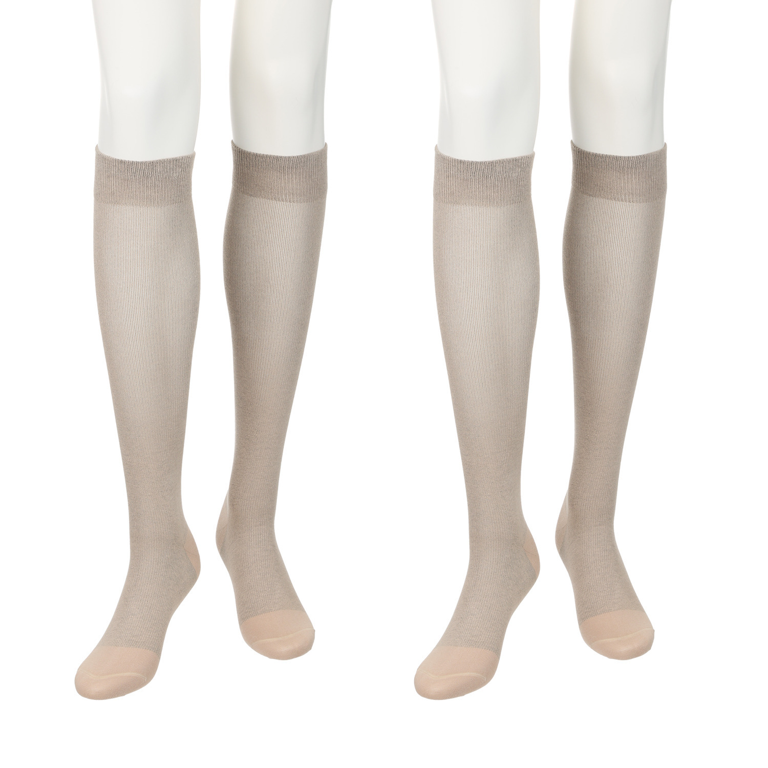 メディカルステイフィット 段階式着圧１４０デニール 綿混ハイソックス 同色２足セット 