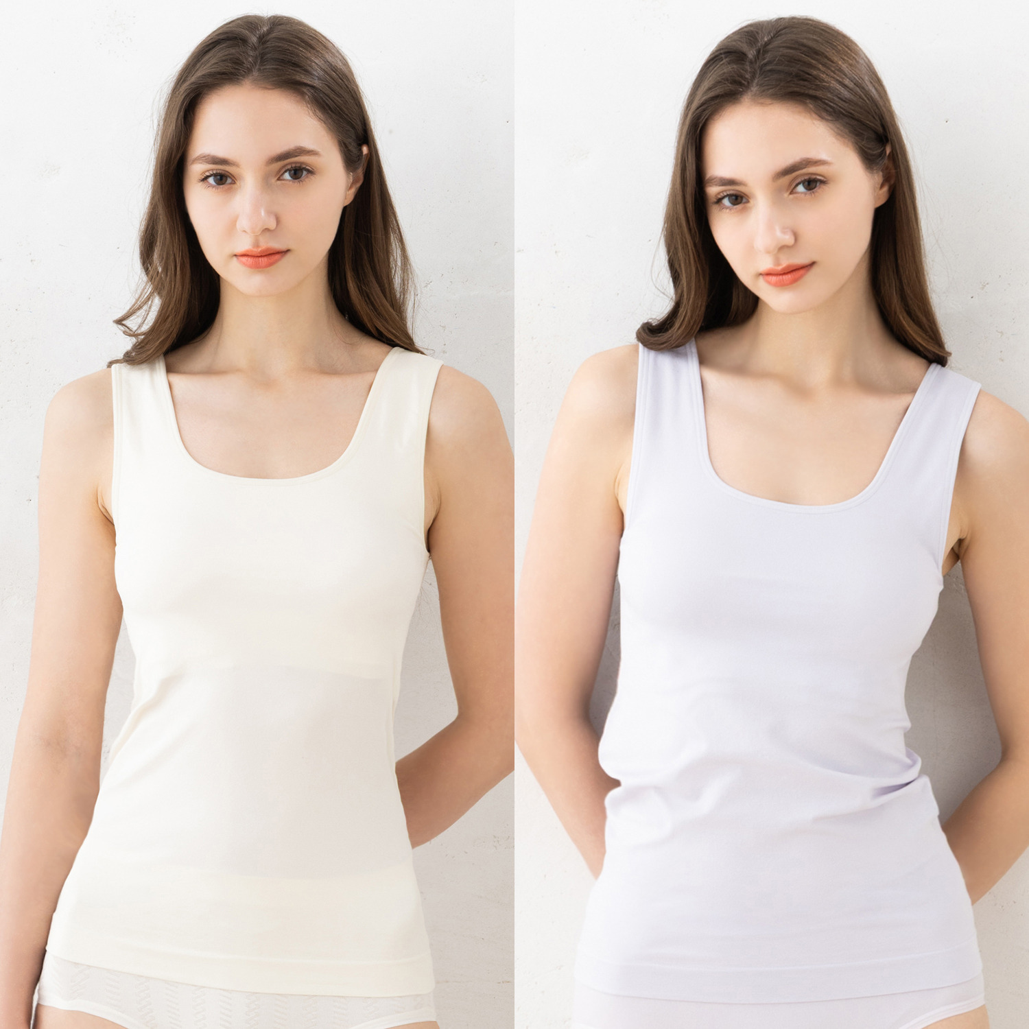 美人工房 しなやかフィット カップ付タンクトップ ２枚セット