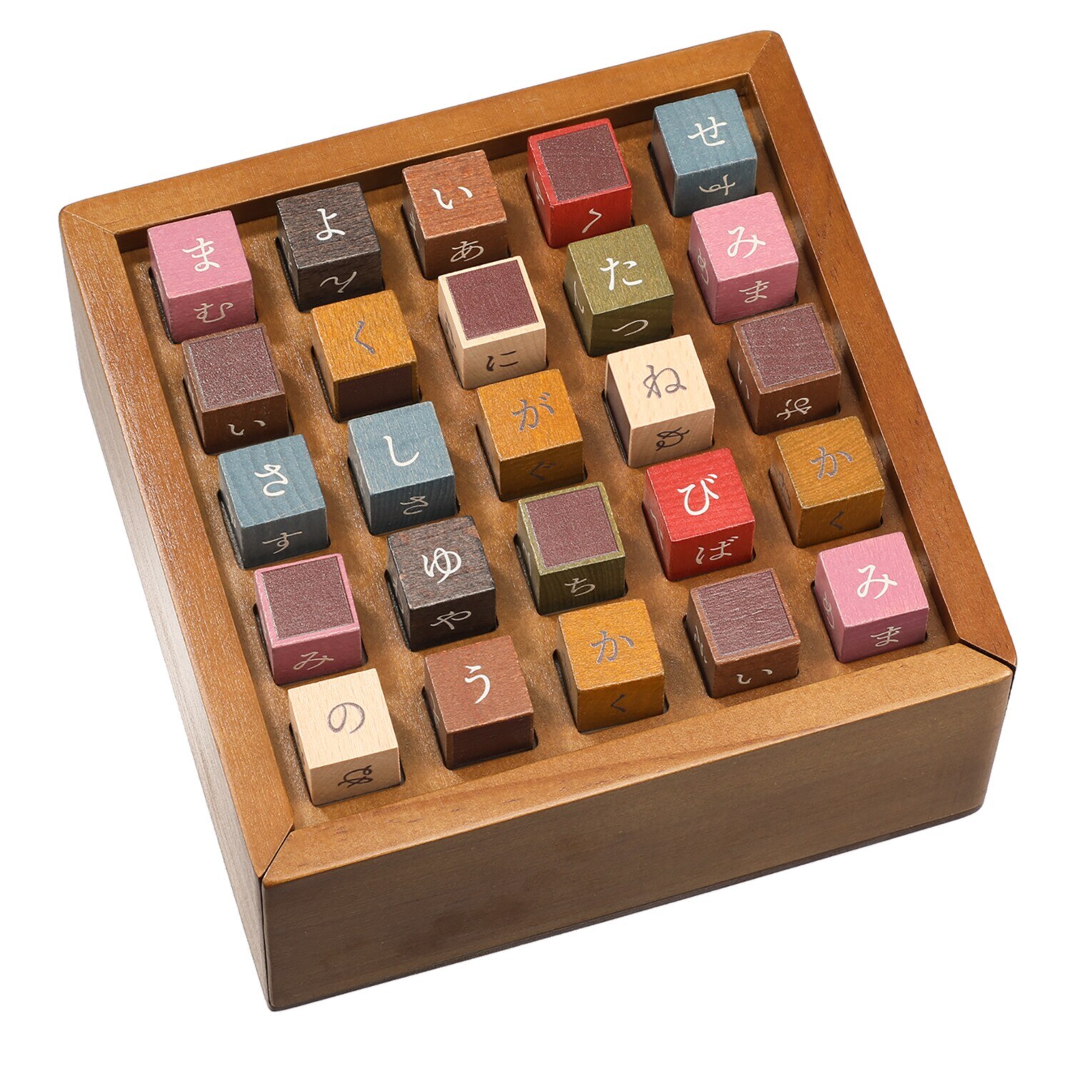 天然木の温もりを感じ 立体的パズルを楽しむ ココロの積み木 クロスワードブロック