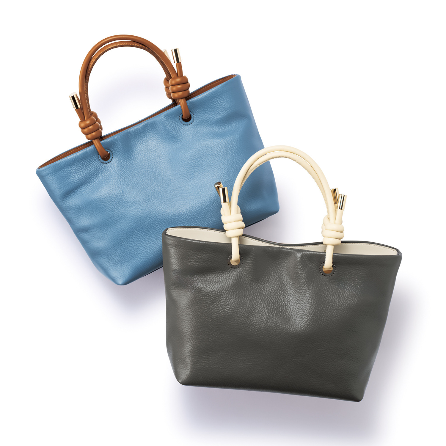 モーダプリンチペ はっ水 牛革シュリンク ノードハンドル ミディアムトートバッグ