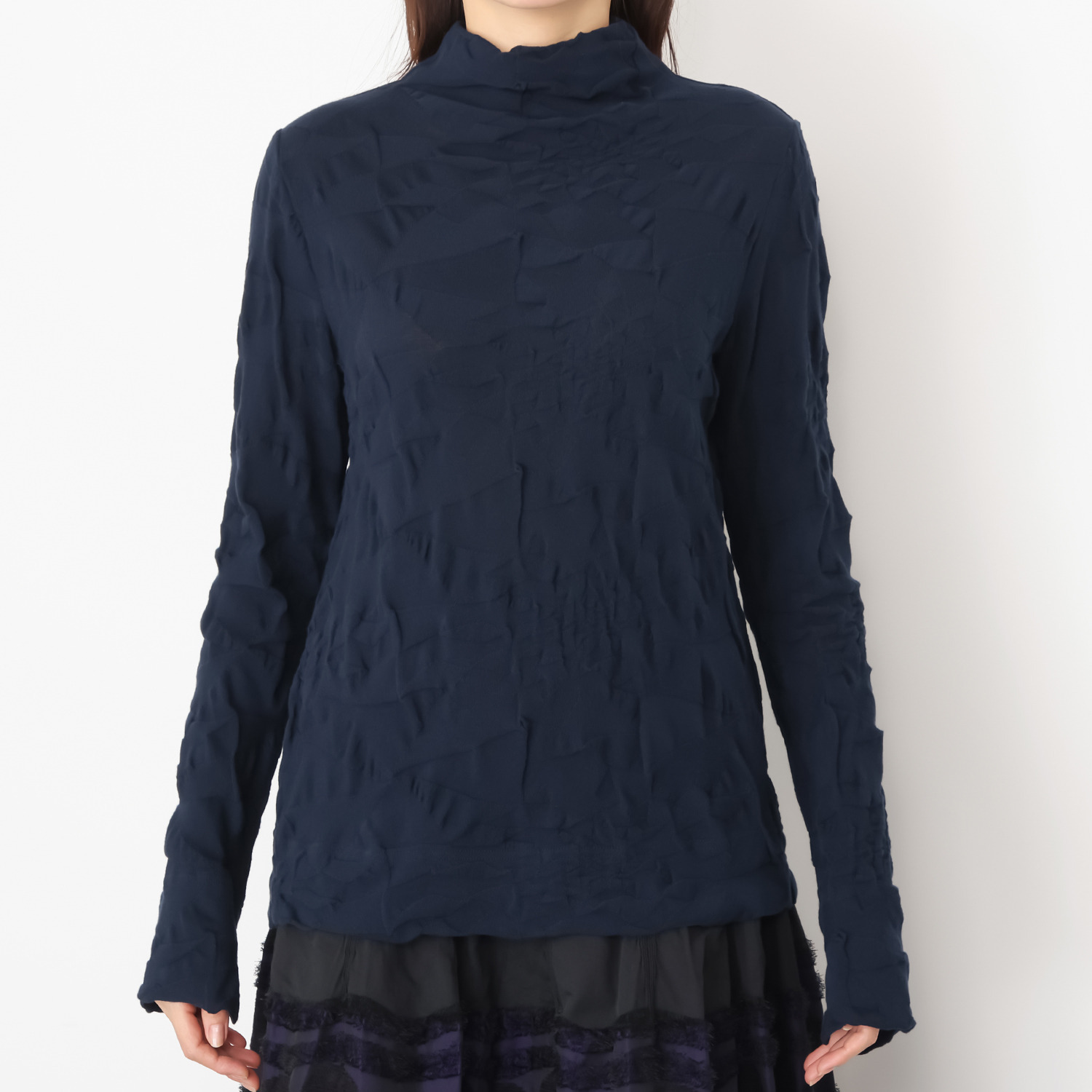 ナインティーン　ブルーム 尾州産ジャガード ボトルネックプルオーバー