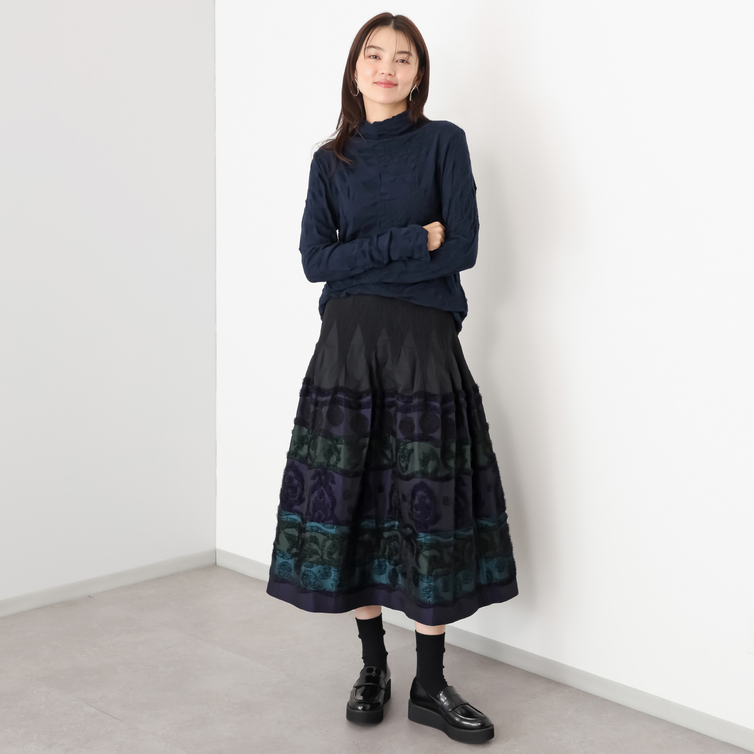 ナインティーン　ブルーム 桐生産ジャガード スカート