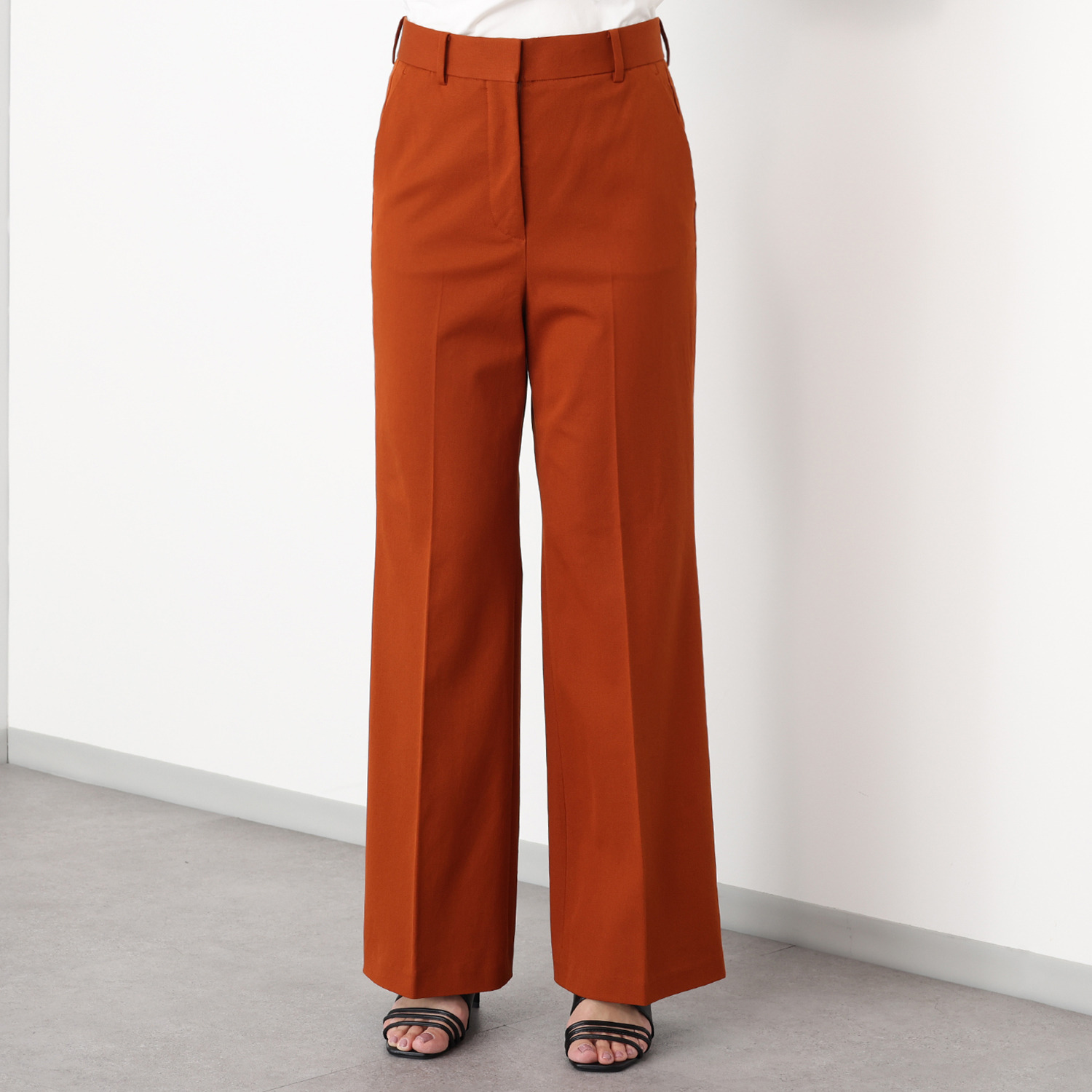 パンタパンタローニ なめらかコットン混 脚長ストレートパンツ