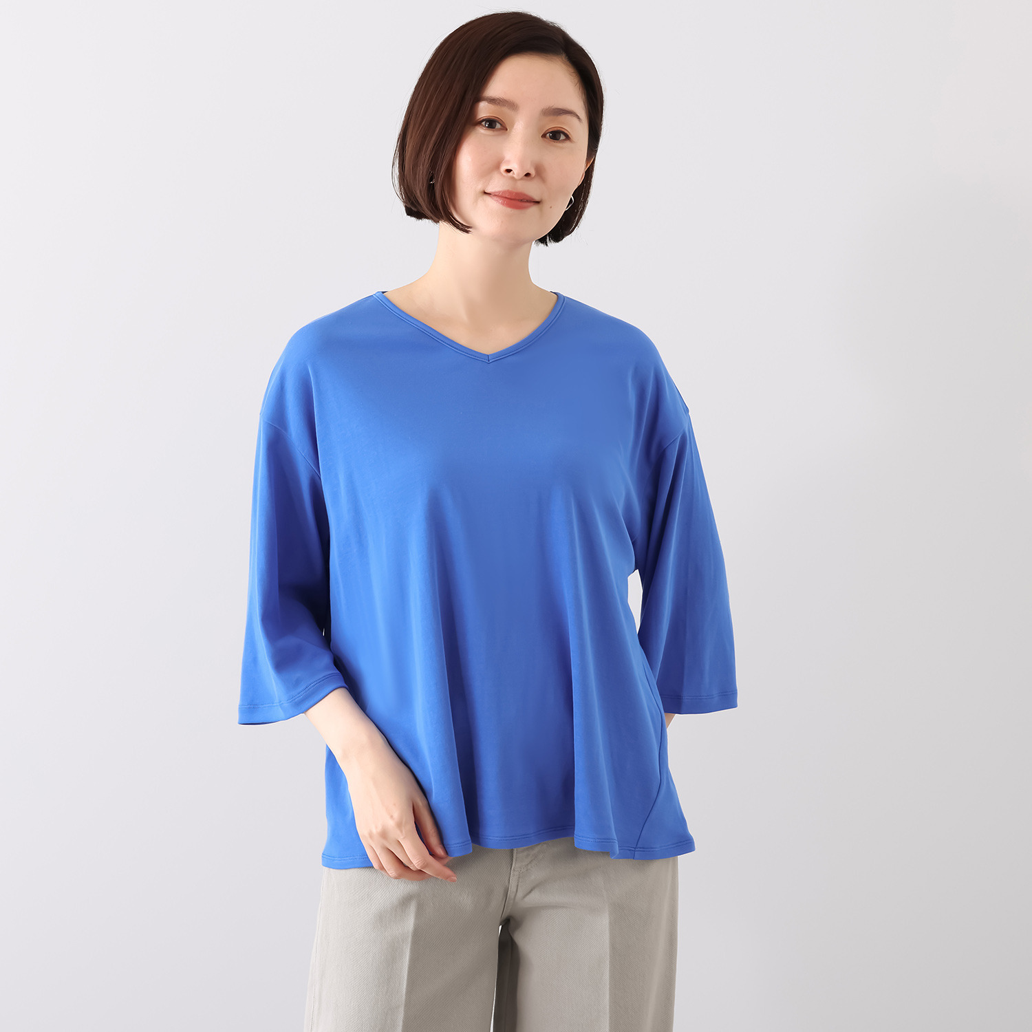 オーエヌオー 創業１００年の傑作 カルミヤコットン ガス焼き加工で艶仕上げ さらっと柔らかい ドレーププルオーバー