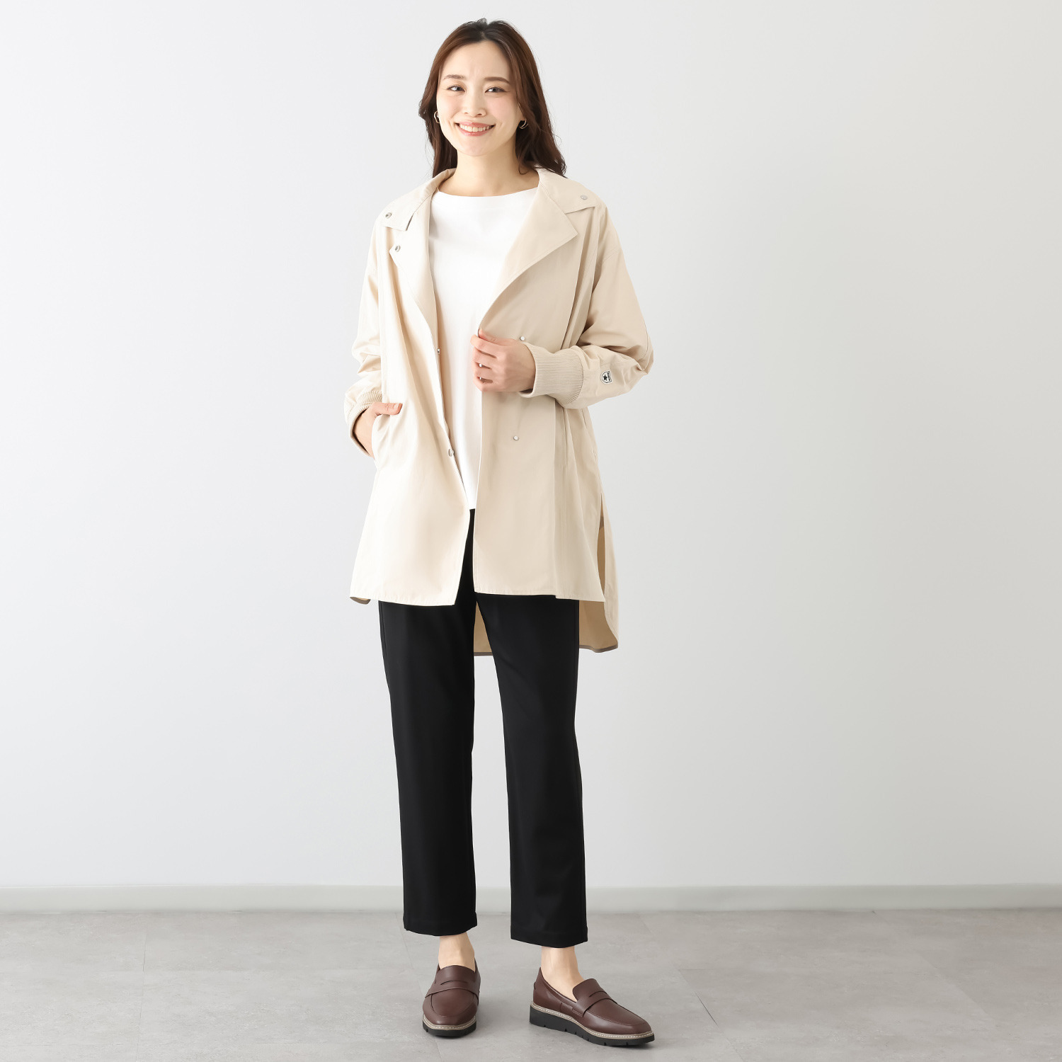 シーン テントライン 袖リブハーフコート