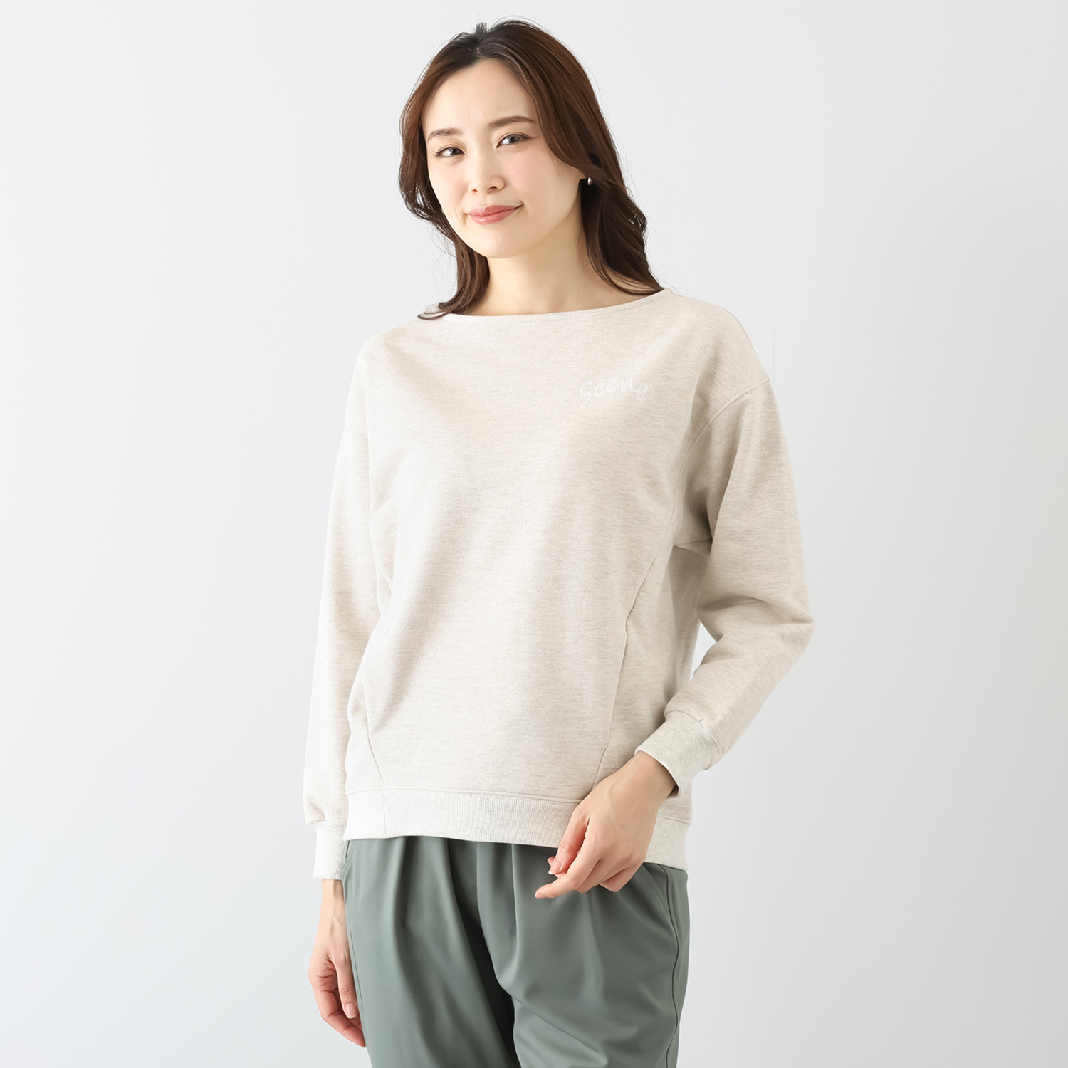 シーン ラメ裏毛 ロゴ刺しゅうプルオーバー