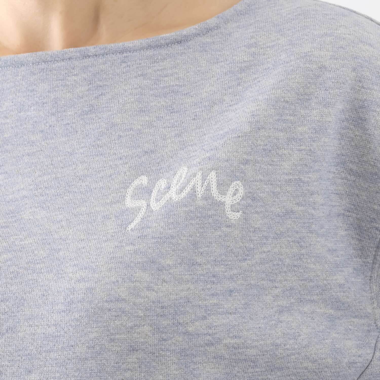 シーン ラメ裏毛 ロゴ刺しゅうプルオーバー