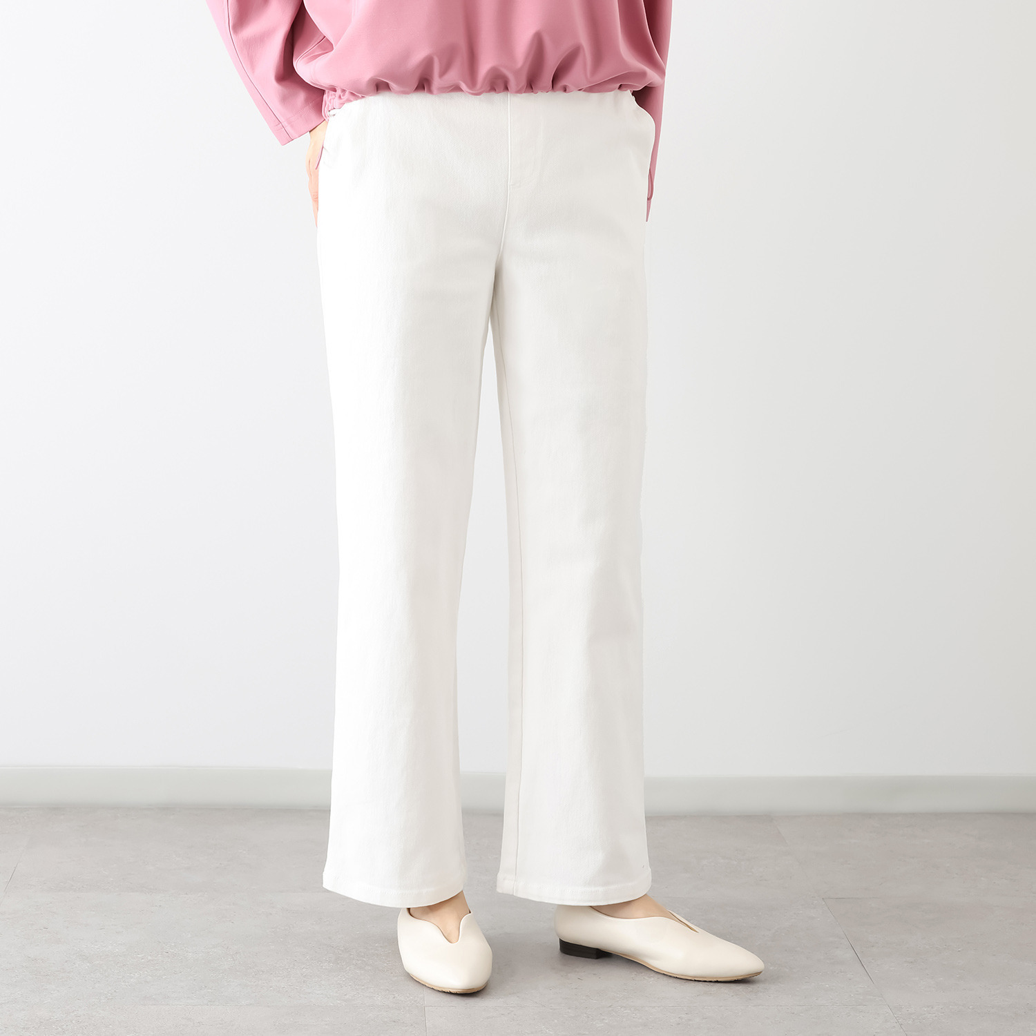 シーン コットン混 ツイルストレッチ ストレートパンツ