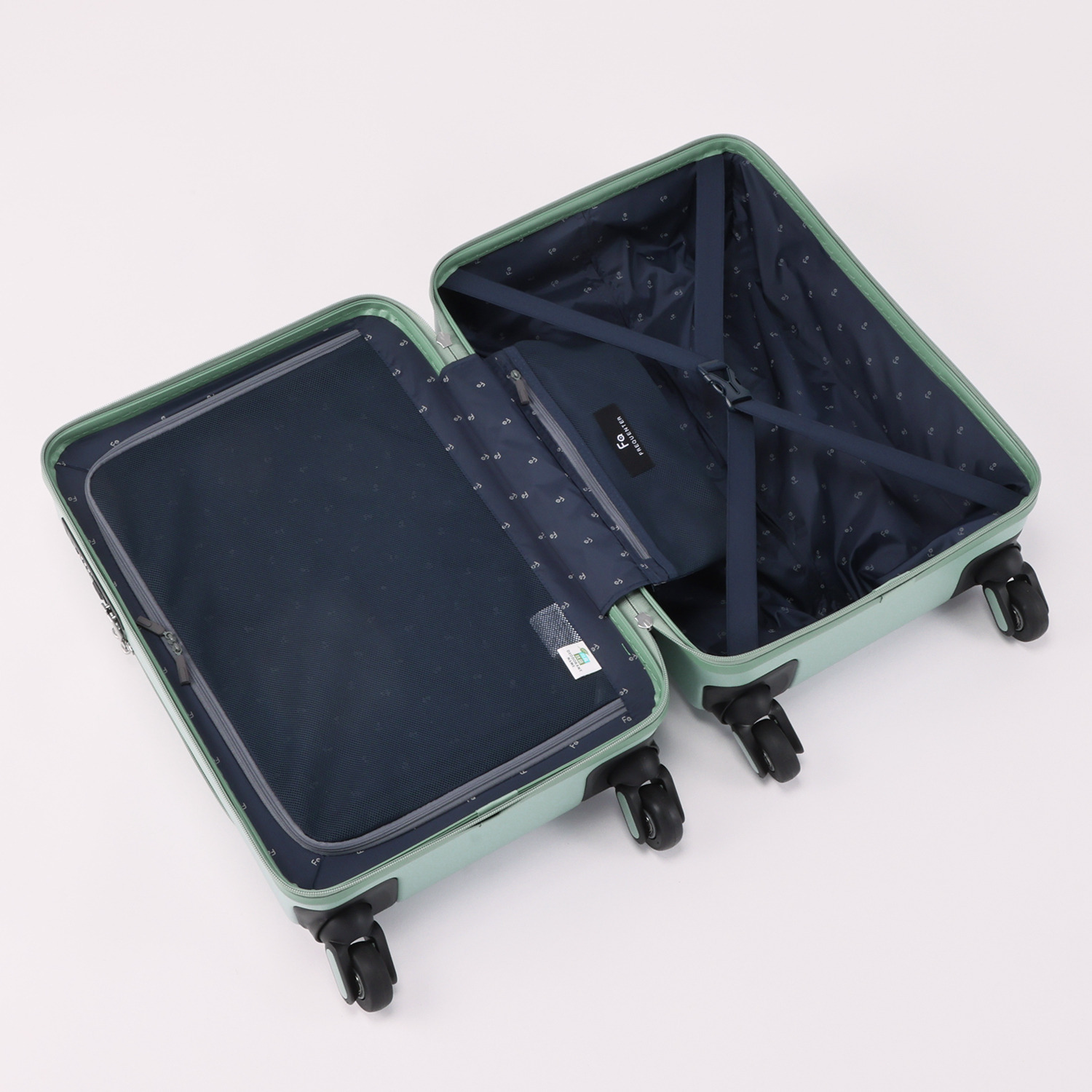 フリクエンター “リエーヴェ” 衝撃緩衝 フロントオープン スーツケース４８ｃｍ 旅行ポーチ７点セット ＜機内持ち込み可＞